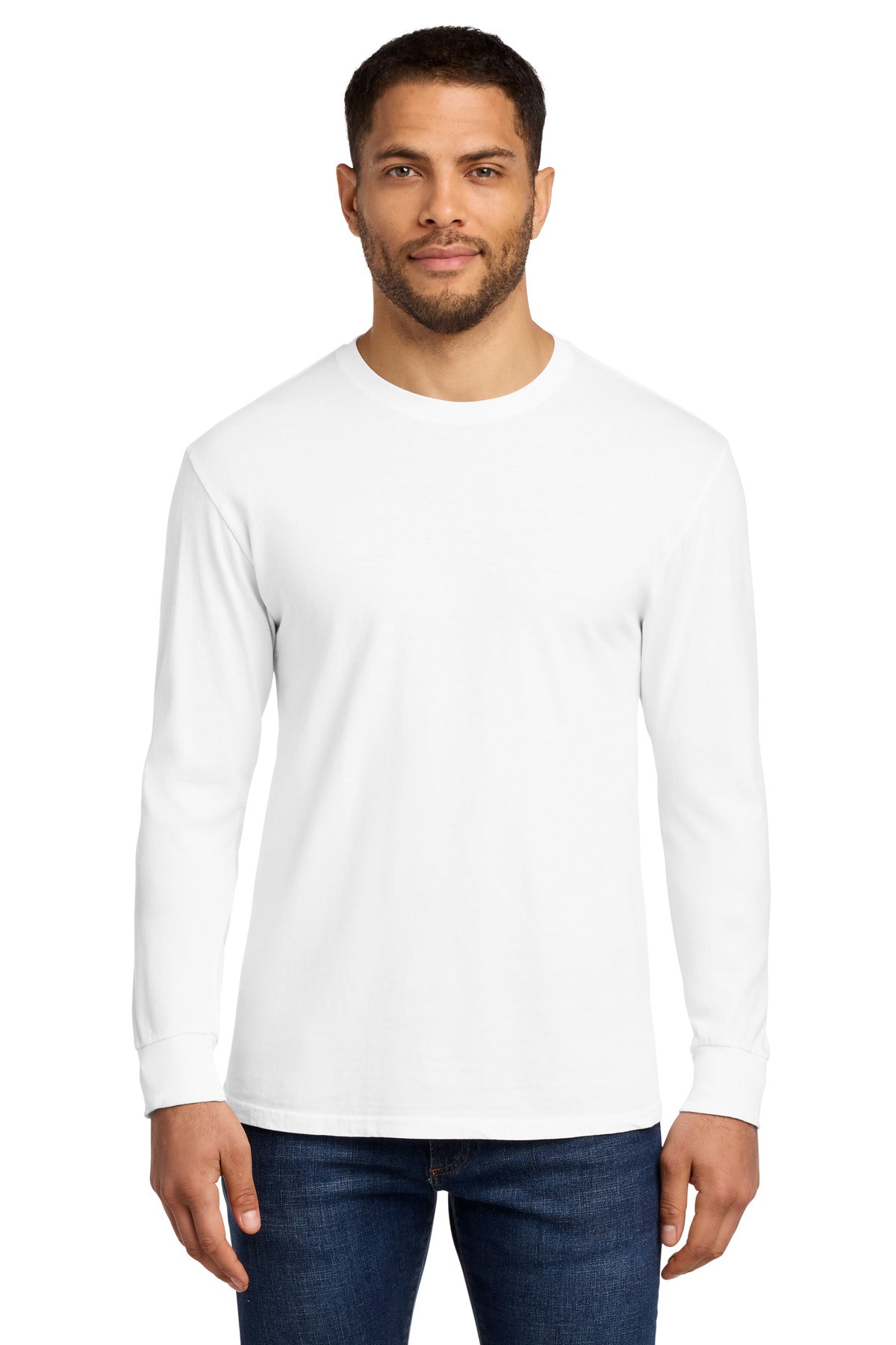 Port & Co Beach Wash Garment-Dyed Long Sleeve Tee PC099LS in White