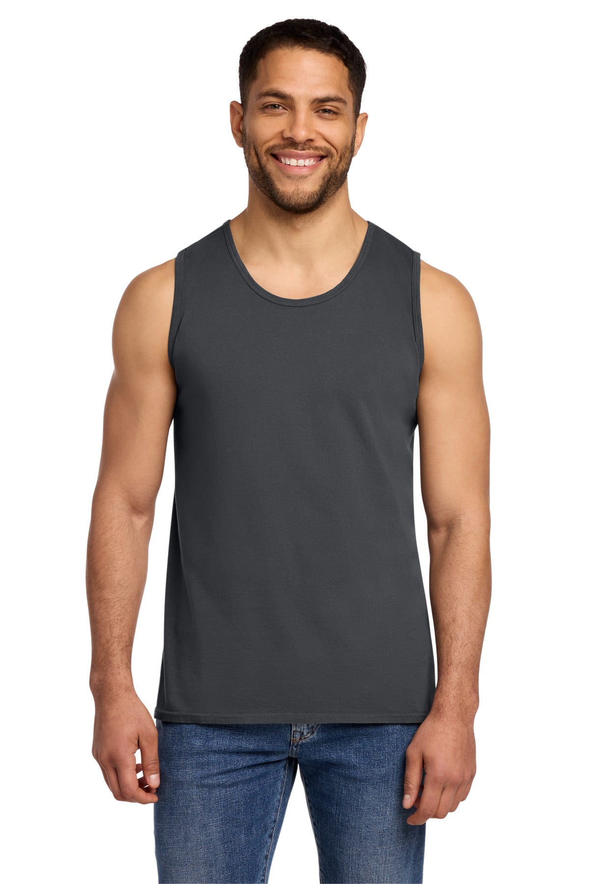 Port & Co Beach Wash Garment-Dyed Tank.  PC099TT in Coal