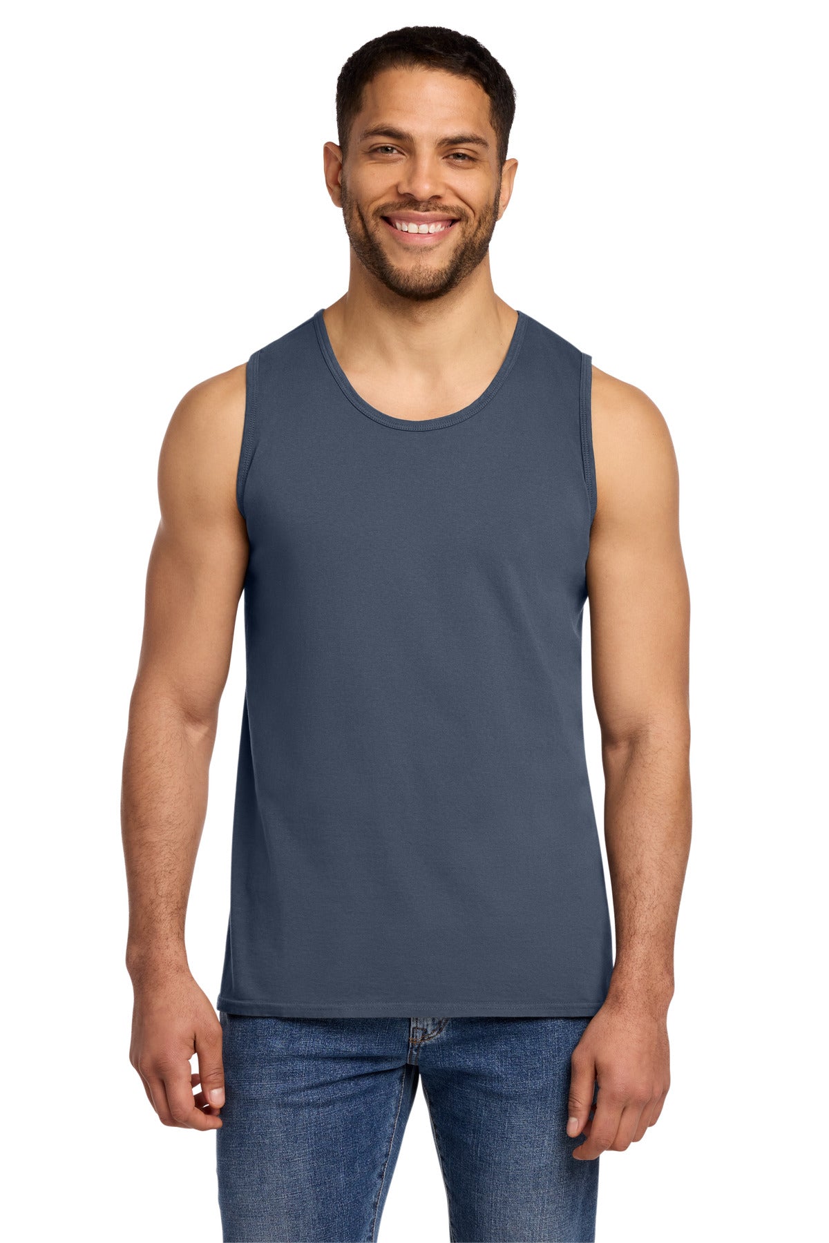 Port & Co Beach Wash Garment-Dyed Tank.  PC099TT in Denim Blue