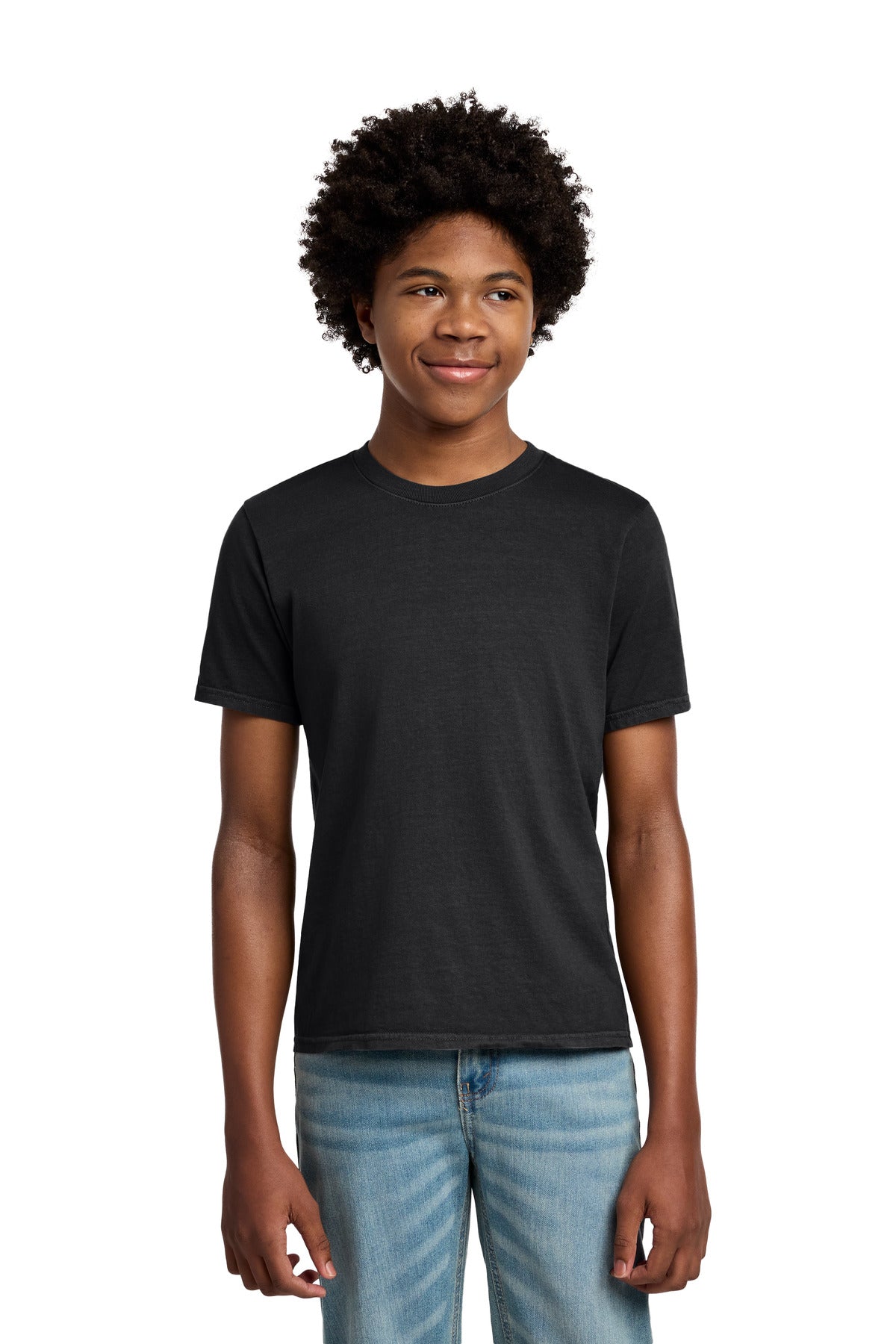 Port & Co Youth Beach Wash Garment-Dyed Tee. PC099Y in Black