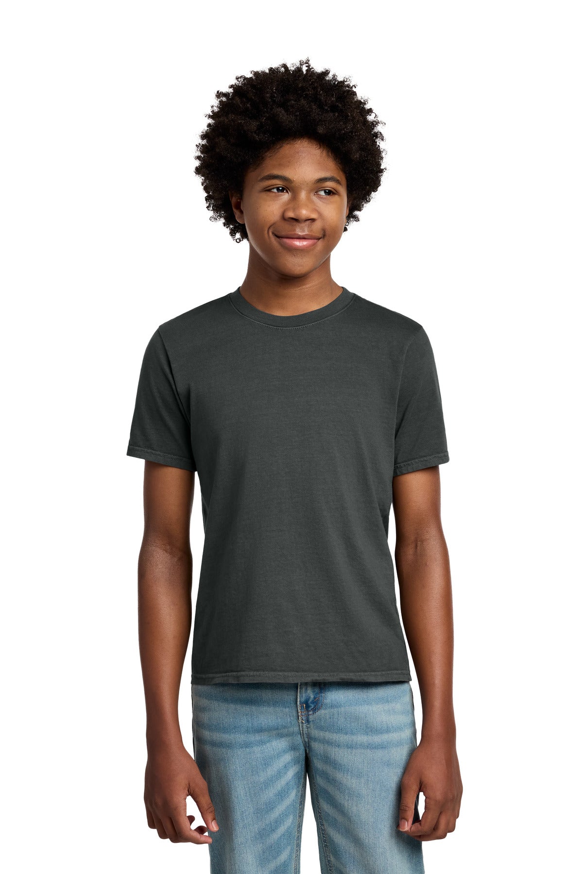 Port & Co Youth Beach Wash Garment-Dyed Tee. PC099Y in Coal
