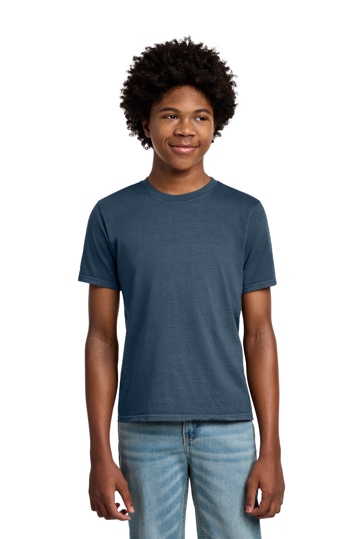 Port & Co Youth Beach Wash Garment-Dyed Tee. PC099Y in Denim Blue