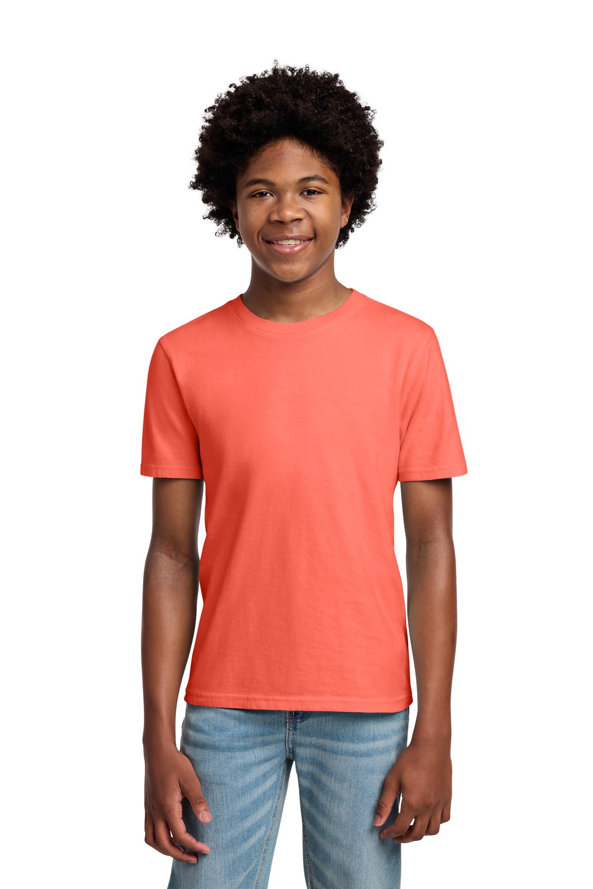 Port & Co Youth Beach Wash Garment-Dyed Tee. PC099Y in Neon Coral