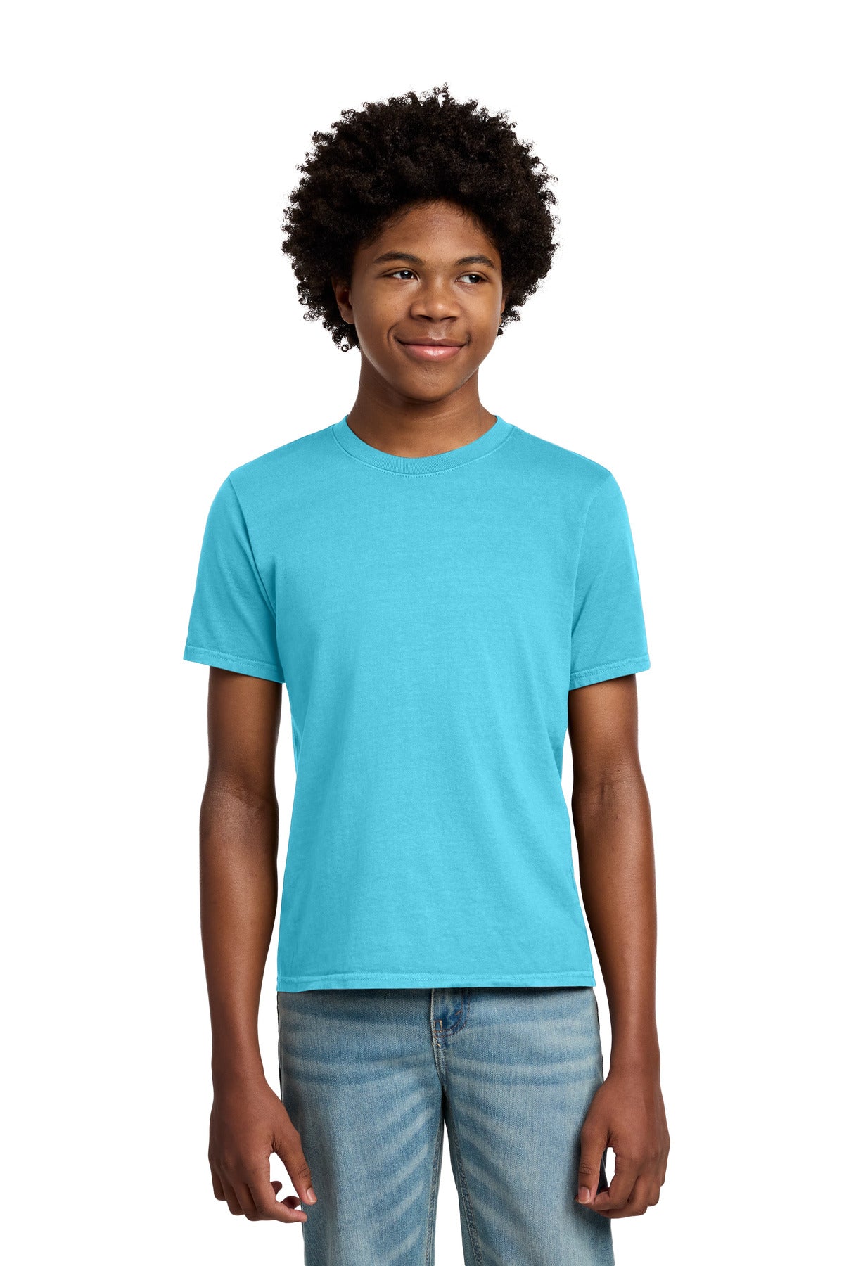 Port & Co Youth Beach Wash Garment-Dyed Tee. PC099Y in Tidal Wave