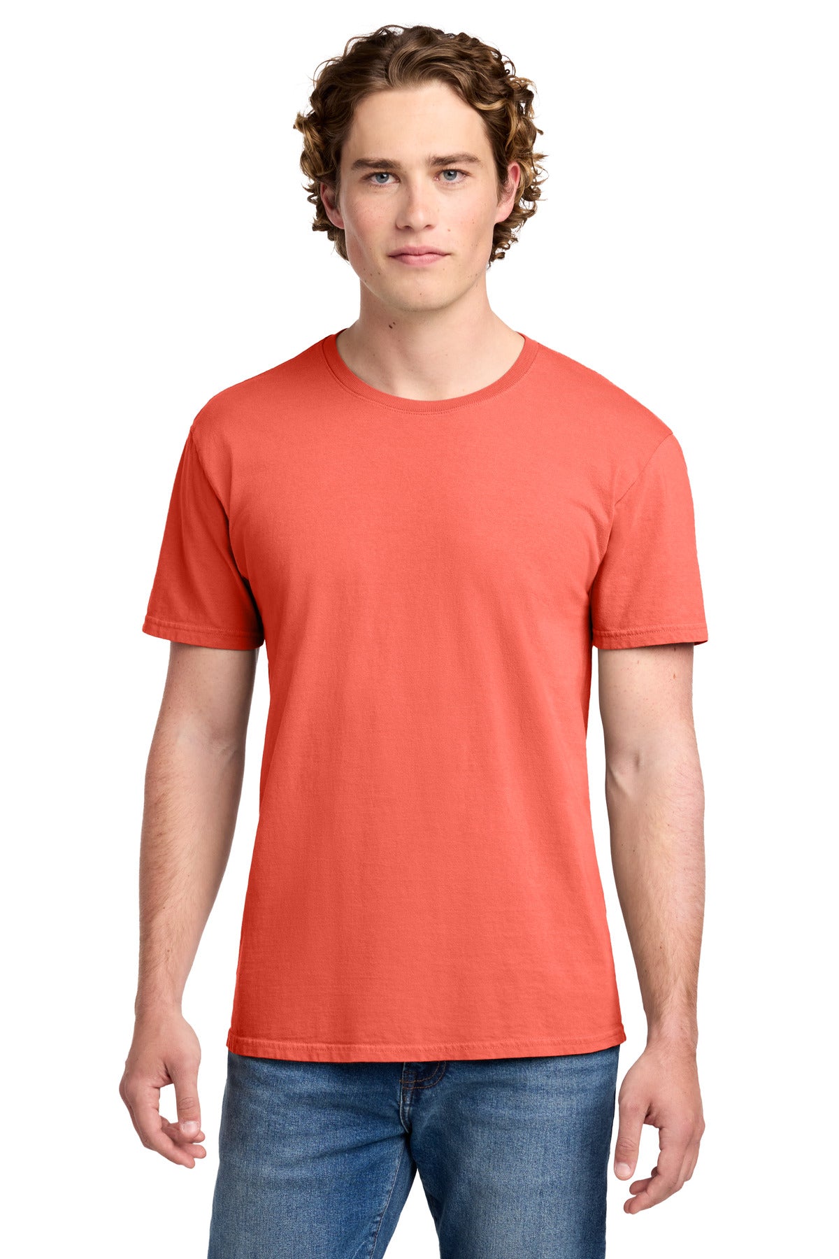 Port & Co Beach Wash Garment-Dyed Tee. PC099 in Neon Coral