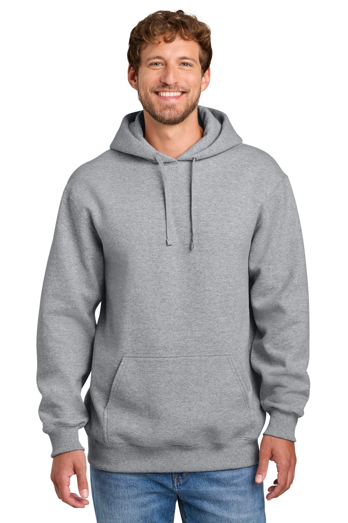 Port & Co Foundation Fleece Pullover Hooded Sweatshirt PC107H in Athletic Heather