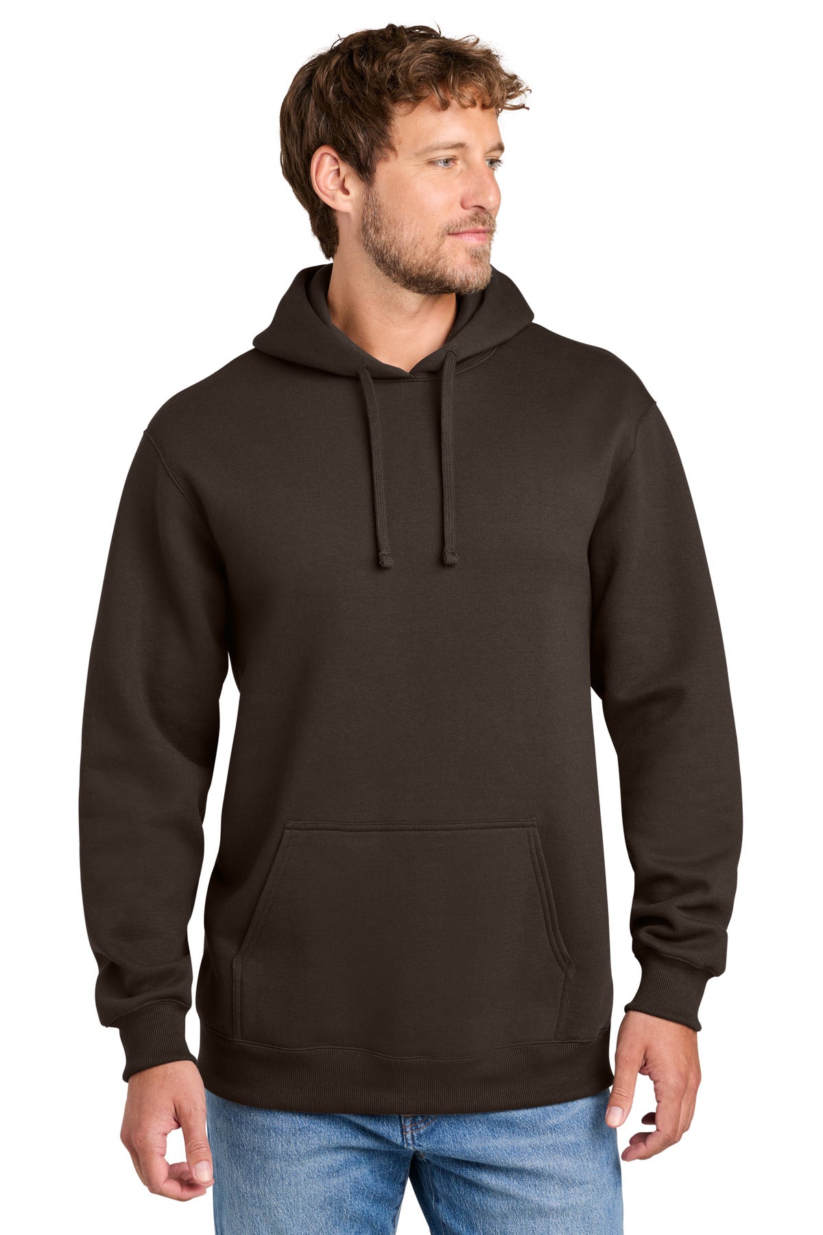 Port & Co Foundation Fleece Pullover Hooded Sweatshirt PC107H in Dark Chocolate Brown
