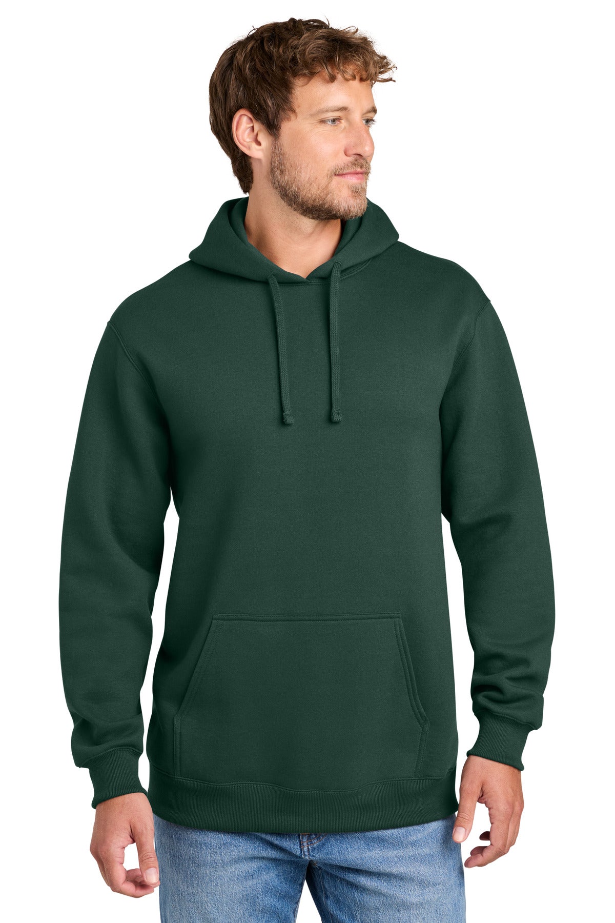 Port & Co Foundation Fleece Pullover Hooded Sweatshirt PC107H in Dark Green