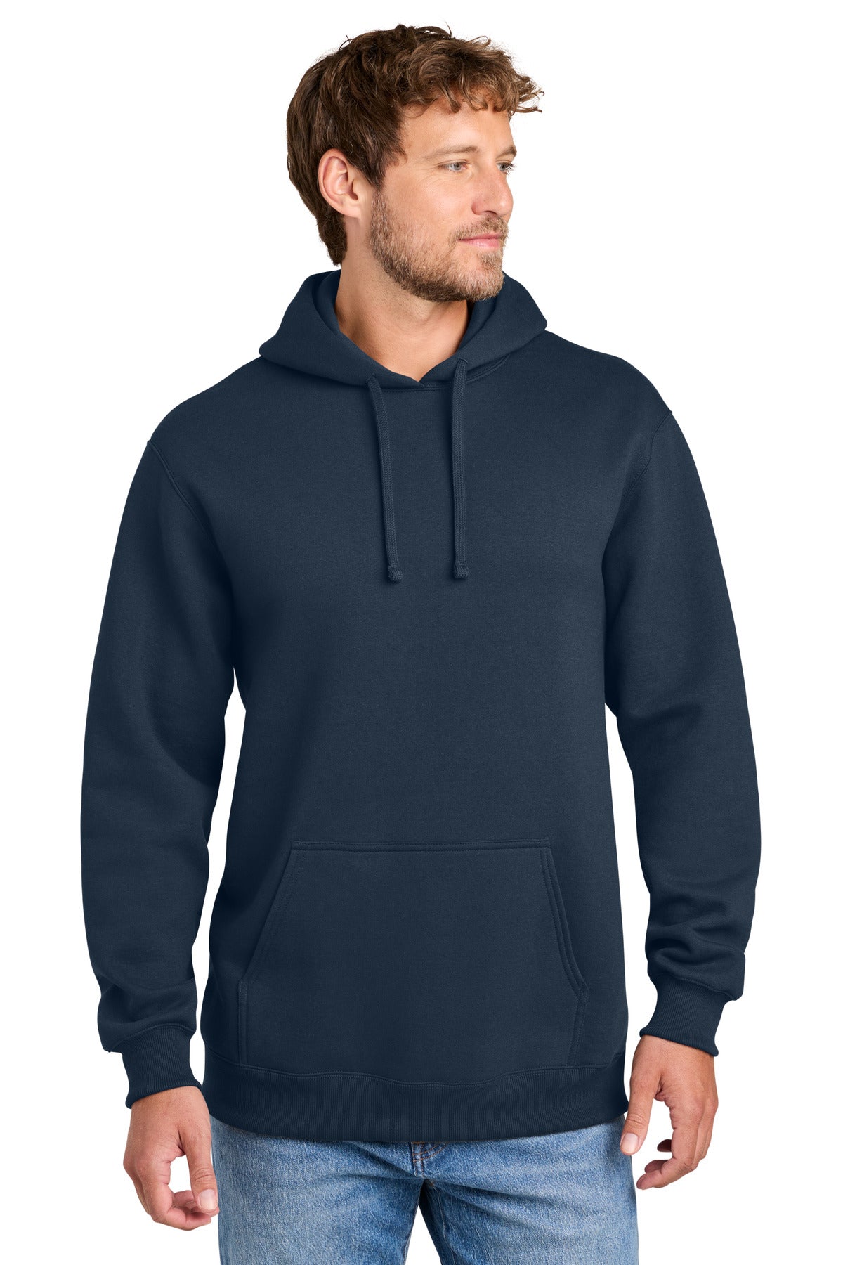 Port & Co Foundation Fleece Pullover Hooded Sweatshirt PC107H in Deep Navy
