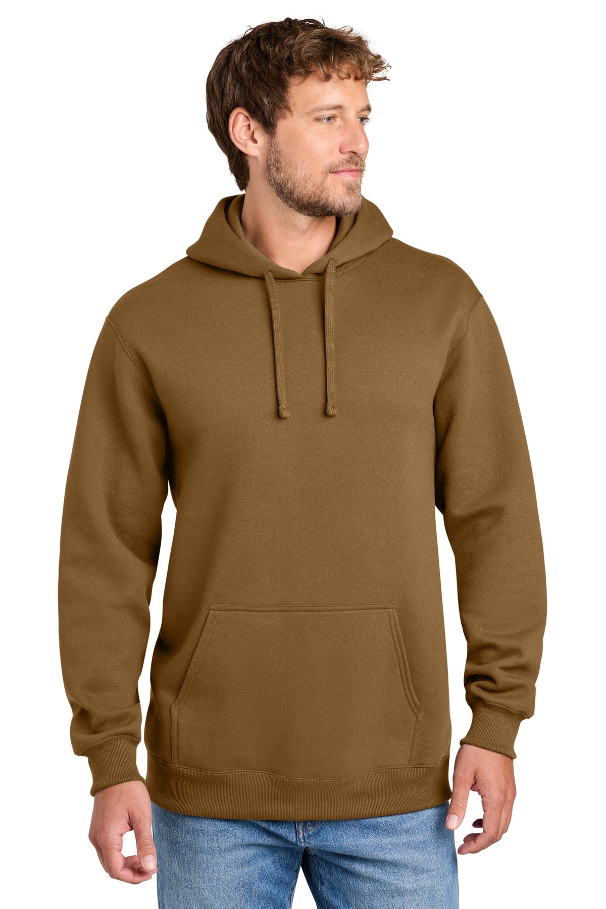 Port & Co Foundation Fleece Pullover Hooded Sweatshirt PC107H in Duck Brown