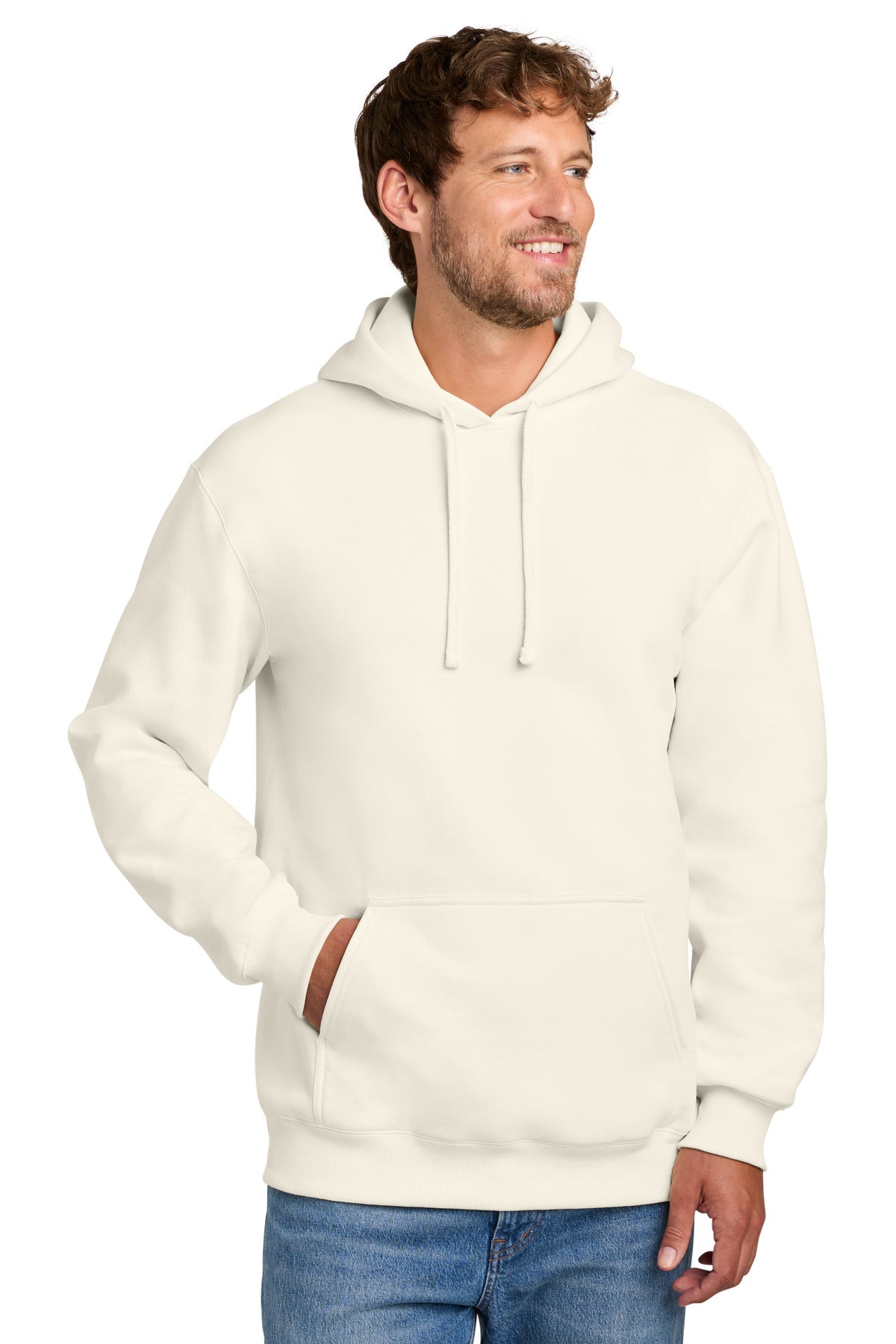 Port & Co Foundation Fleece Pullover Hooded Sweatshirt PC107H in Ivory