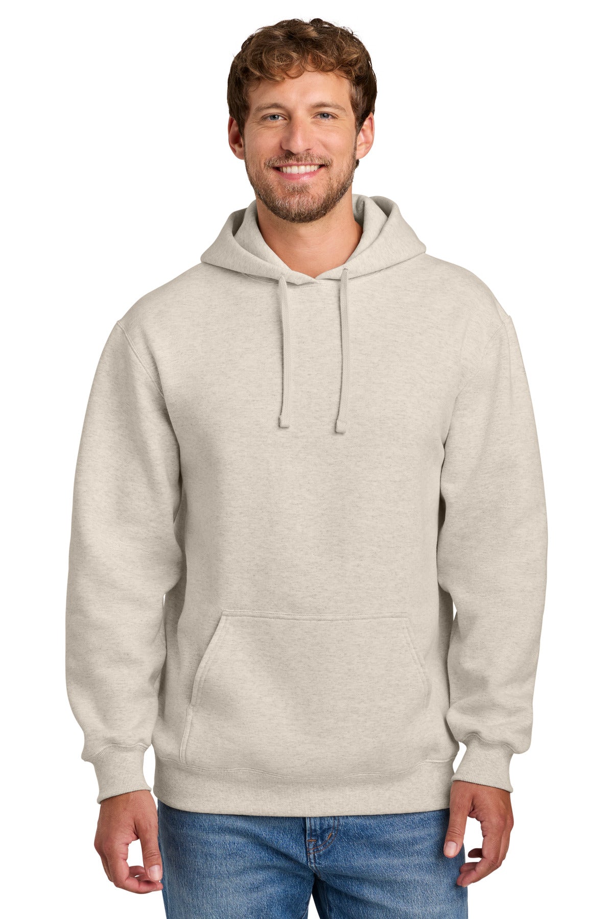 Port & Co Foundation Fleece Pullover Hooded Sweatshirt PC107H in Oatmeal Heather
