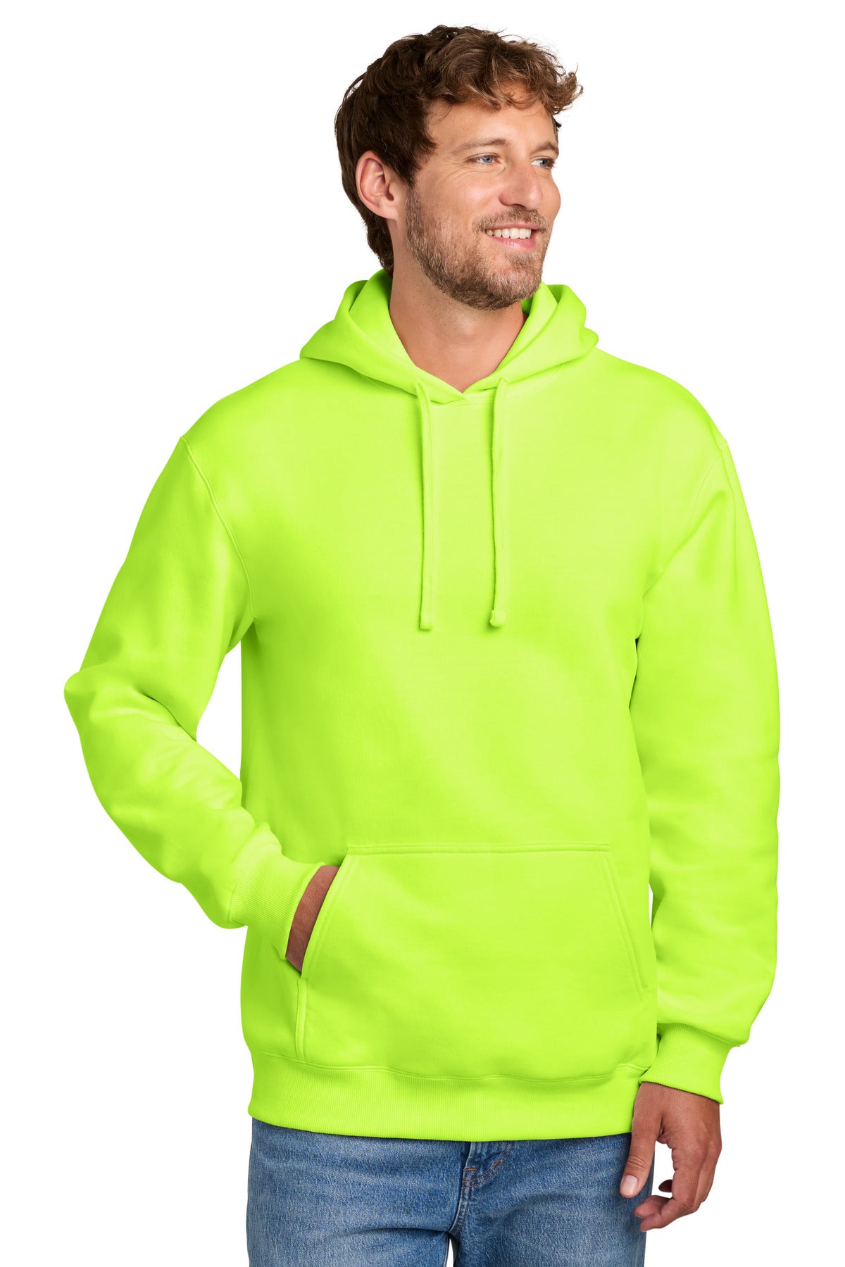 Port & Co Foundation Fleece Pullover Hooded Sweatshirt PC107H in S. Green