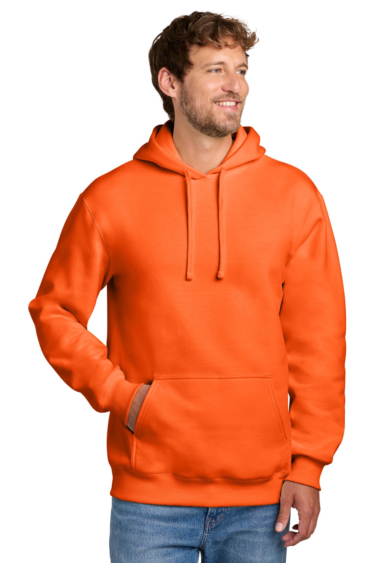 Port & Co Foundation Fleece Pullover Hooded Sweatshirt PC107H in S. Orange