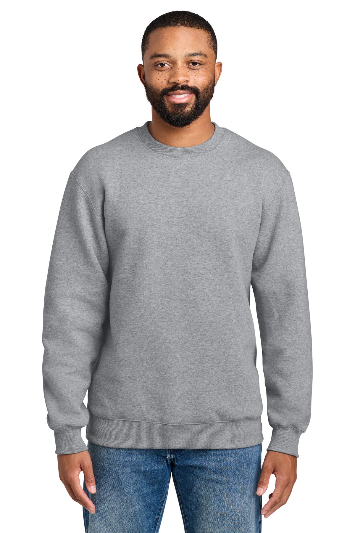Port & Co Foundation Fleece Pullover Crewneck Sweatshirt PC107 in Athletic Heather