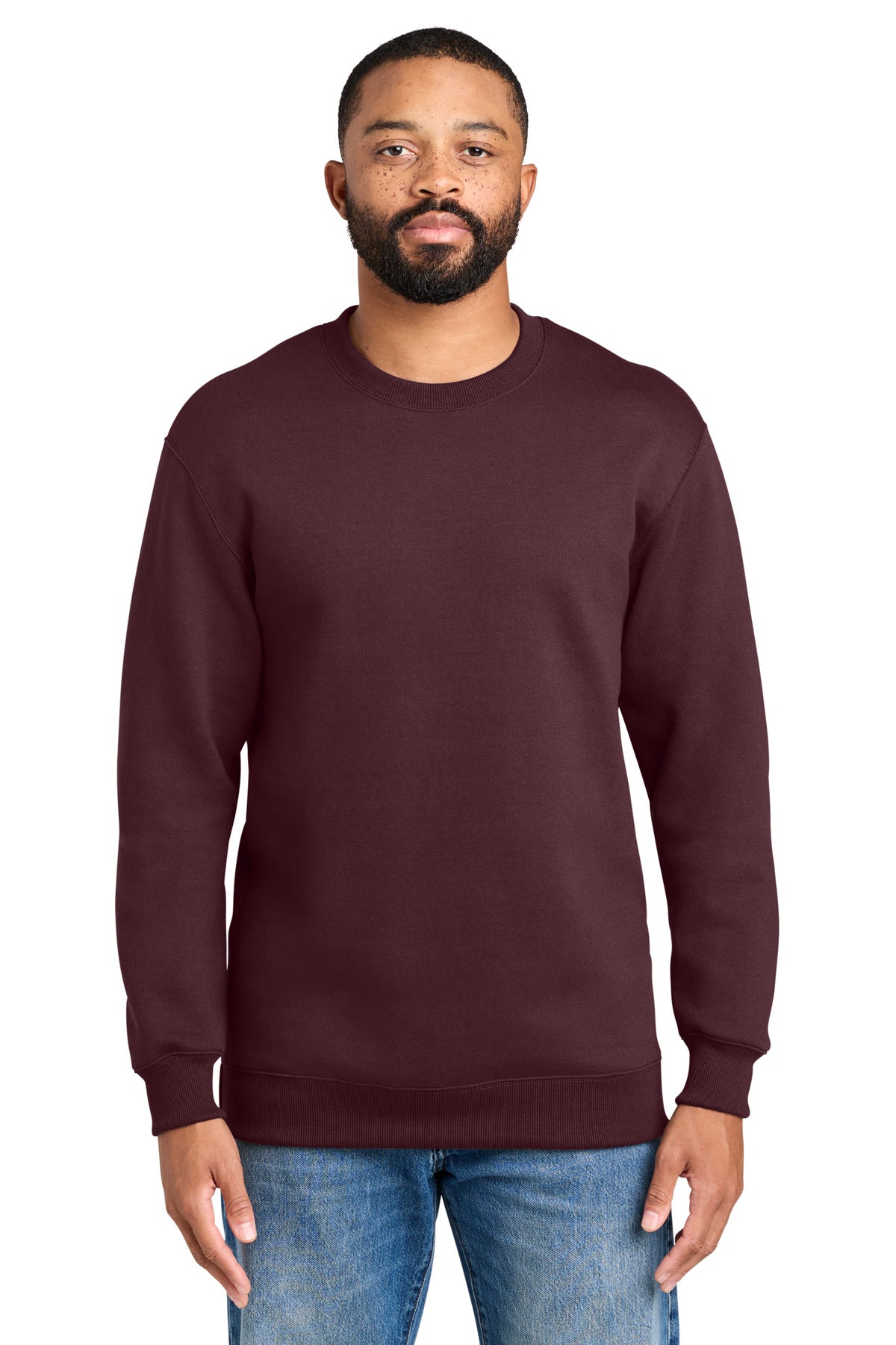 Port & Co Foundation Fleece Pullover Crewneck Sweatshirt PC107 in Athletic Maroon