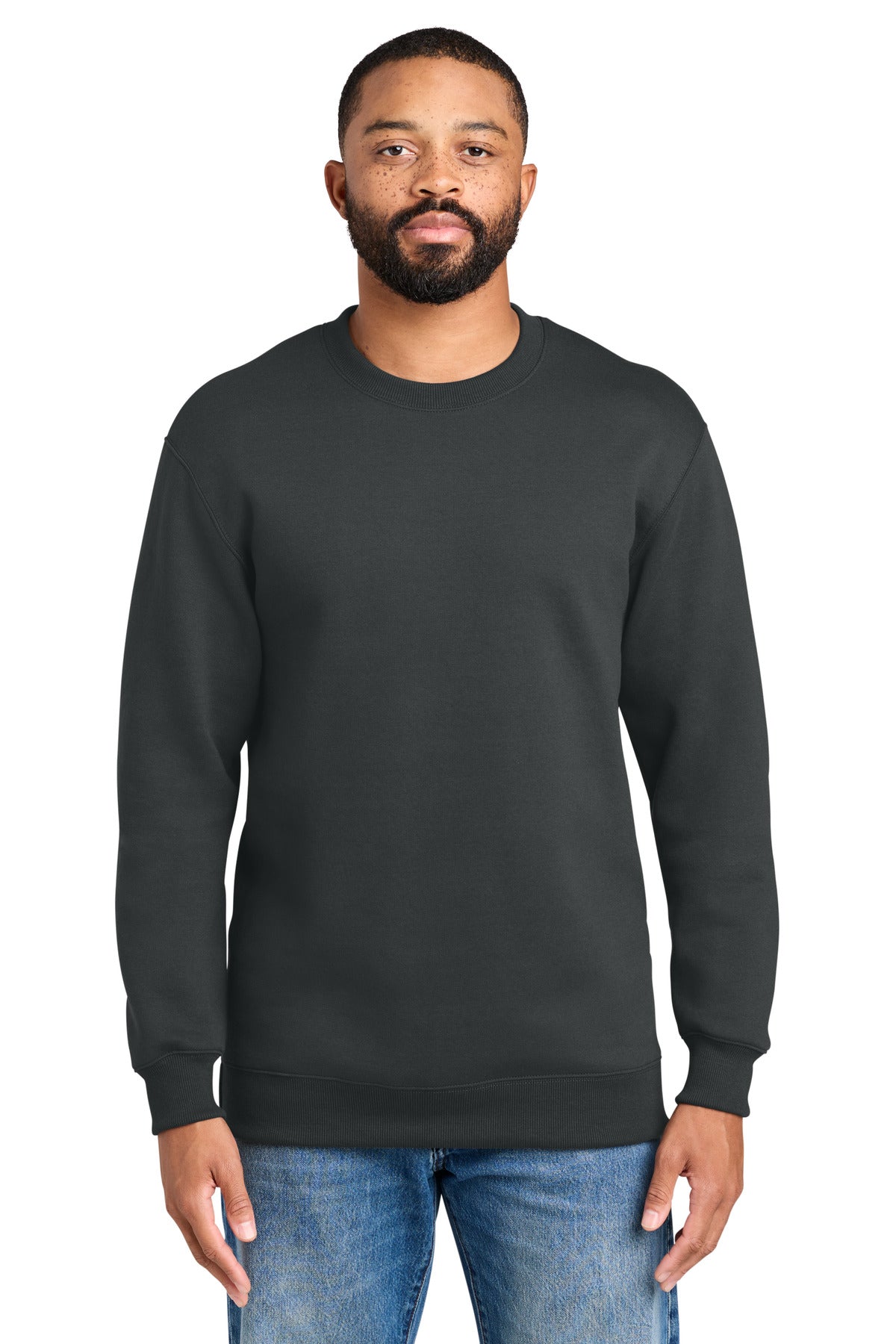 Port & Co Foundation Fleece Pullover Crewneck Sweatshirt PC107 in Coal Grey