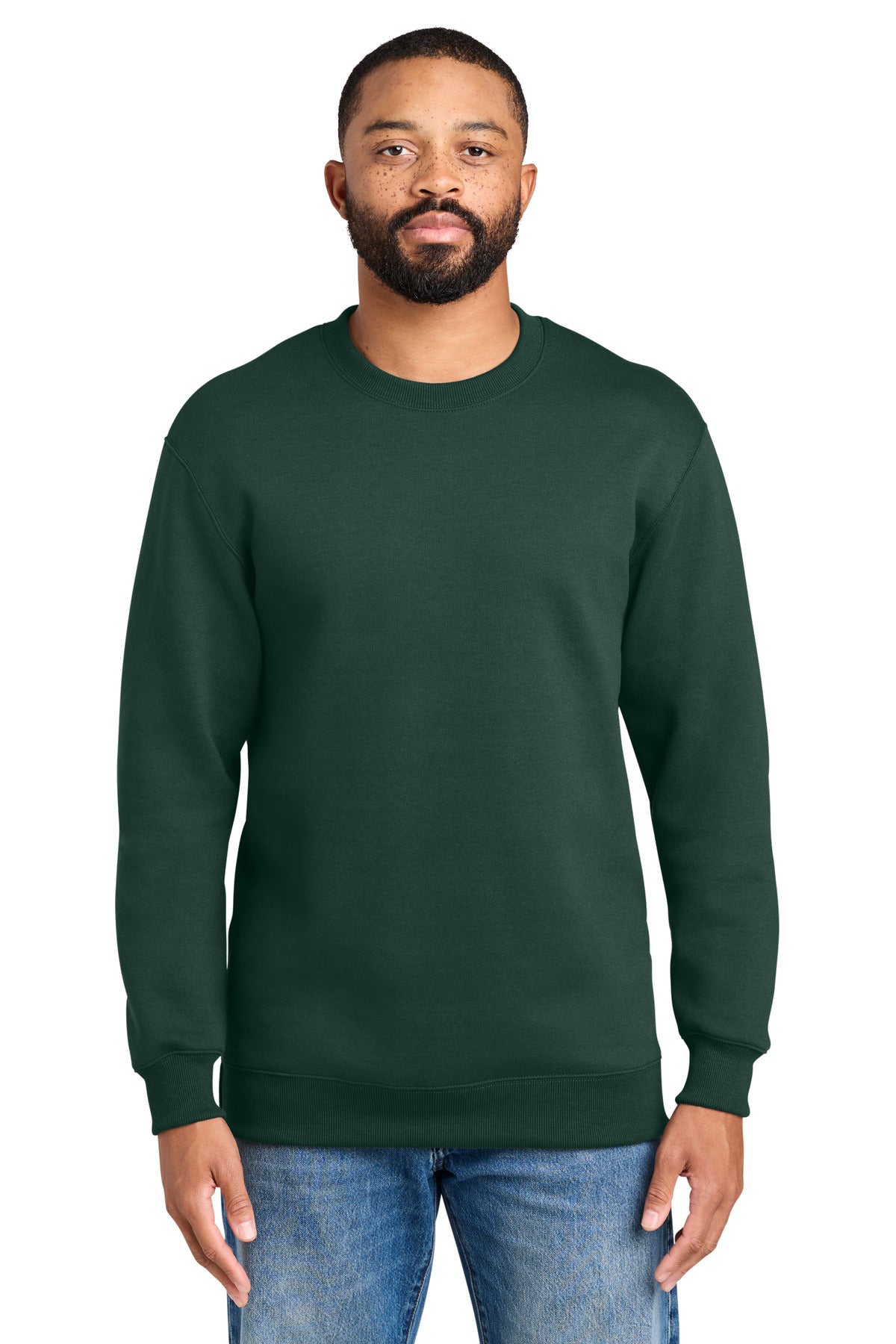 Port & Co Foundation Fleece Pullover Crewneck Sweatshirt PC107 in Dark Green