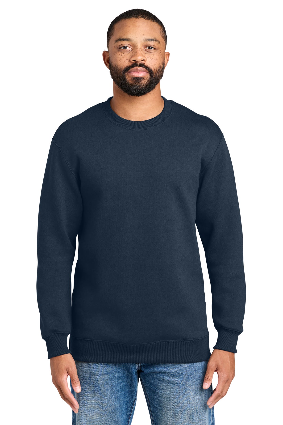 Port & Co Foundation Fleece Pullover Crewneck Sweatshirt PC107 in Deep Navy