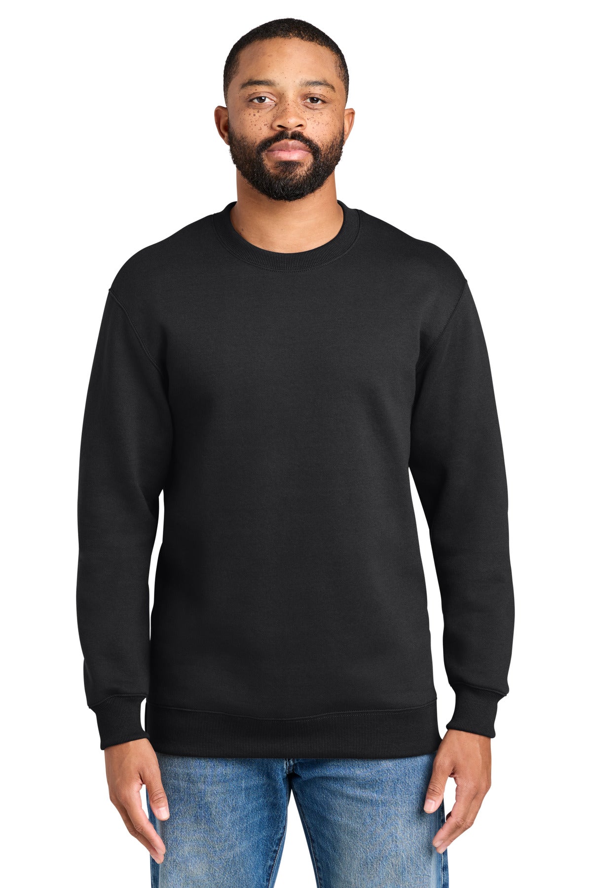 Port & Co Foundation Fleece Pullover Crewneck Sweatshirt PC107 in Jet Black