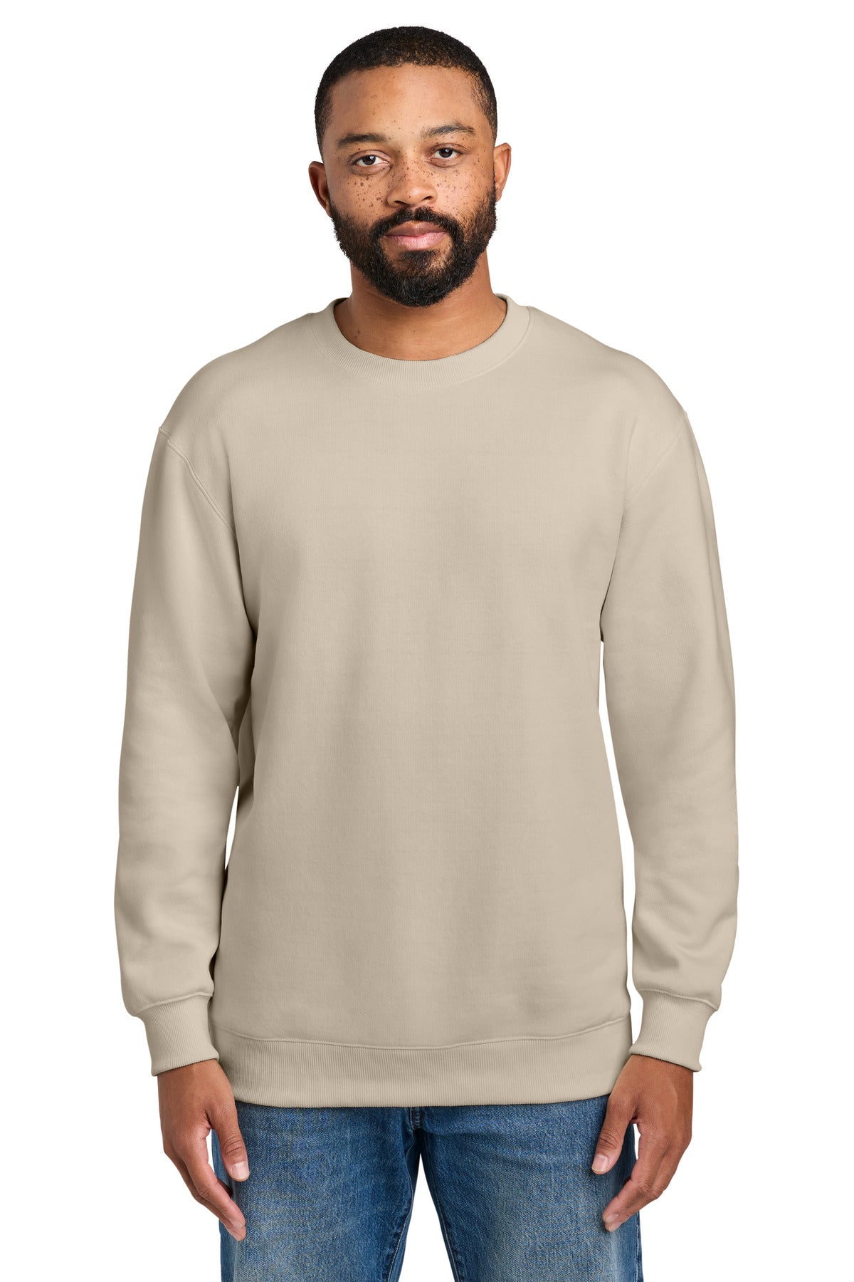 Port & Co Foundation Fleece Pullover Crewneck Sweatshirt PC107 in Light Sand
