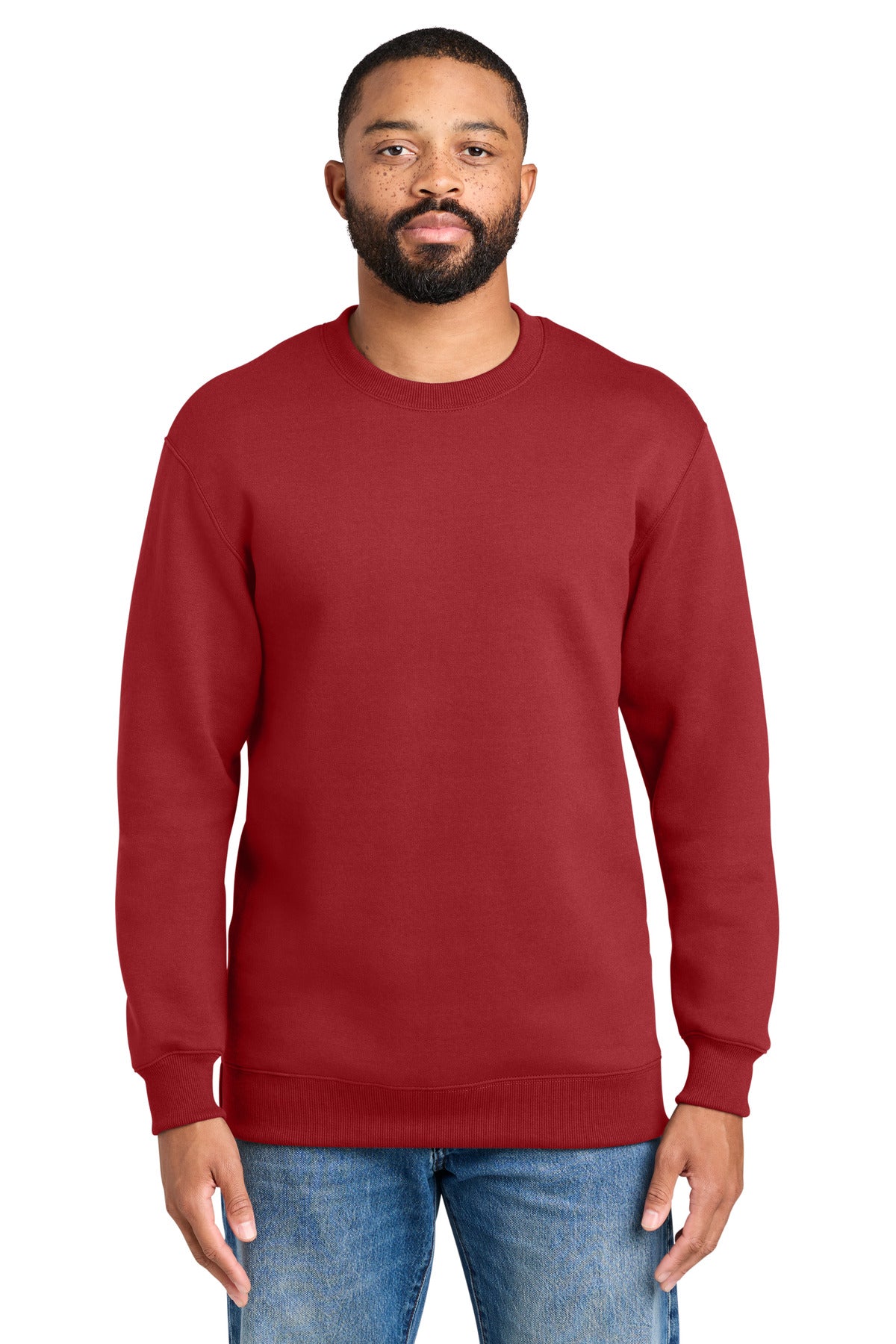 Port & Co Foundation Fleece Pullover Crewneck Sweatshirt PC107 in Rich Red