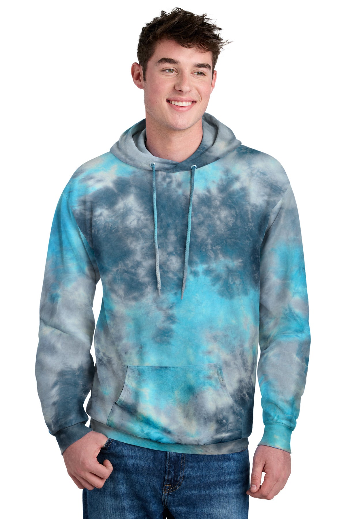 Port & Co Crystal Tie-Dye Pullover Hoodie PC144 in Lagoon Colorburst