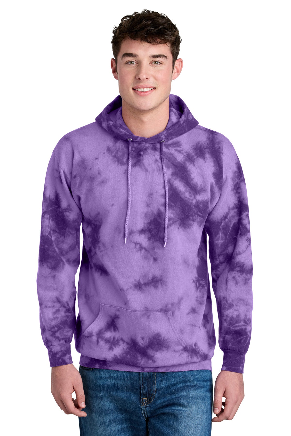Port & Co Crystal Tie-Dye Pullover Hoodie PC144 in Purple