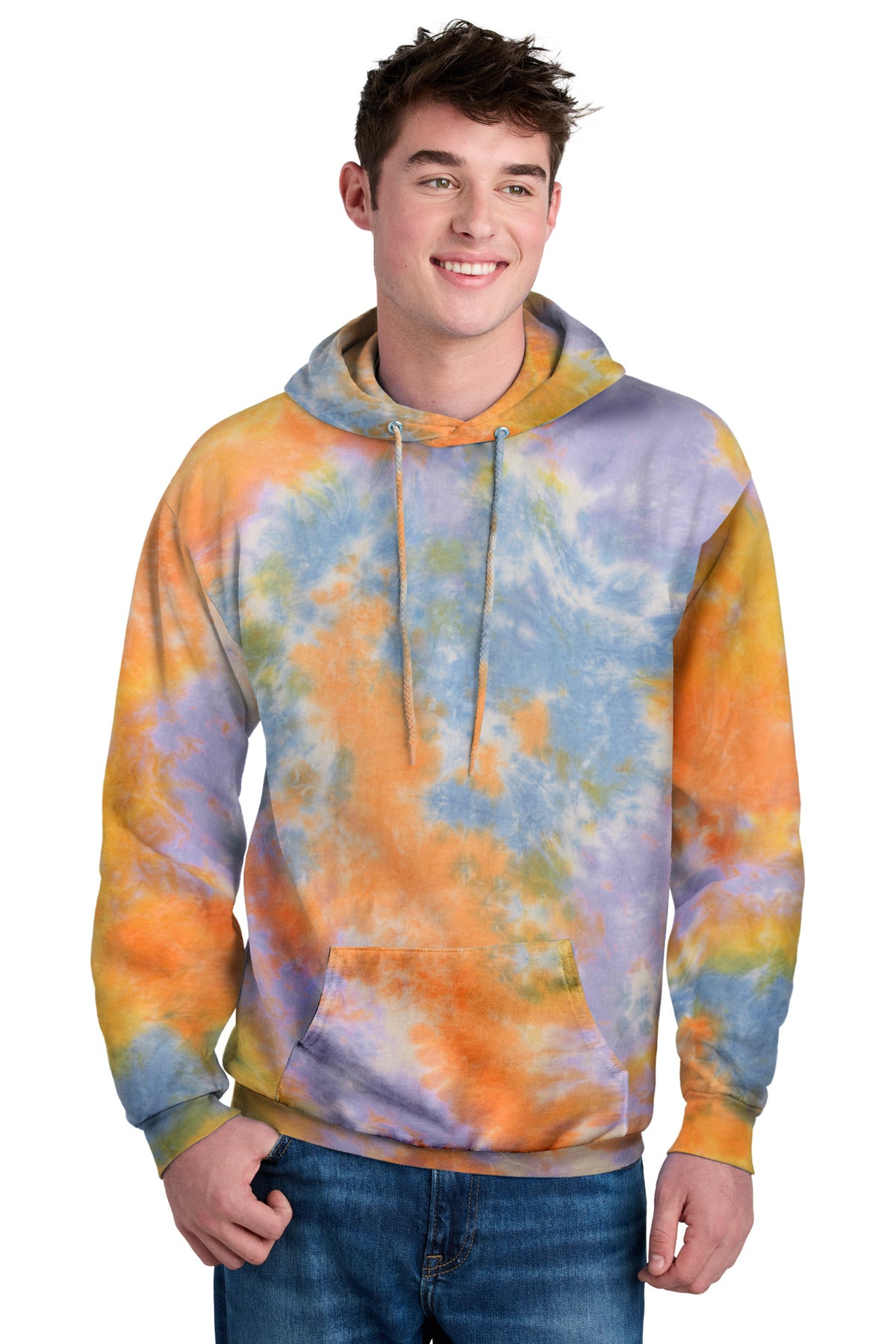 Port & Co Crystal Tie-Dye Pullover Hoodie PC144 in Sherbet Colorburst