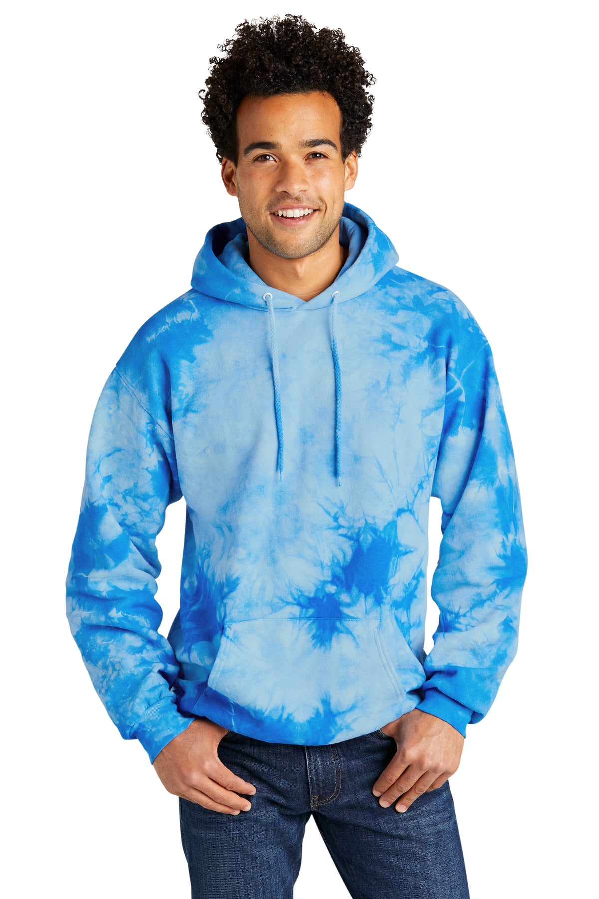 Port & Co Crystal Tie-Dye Pullover Hoodie PC144 in Sky Blue