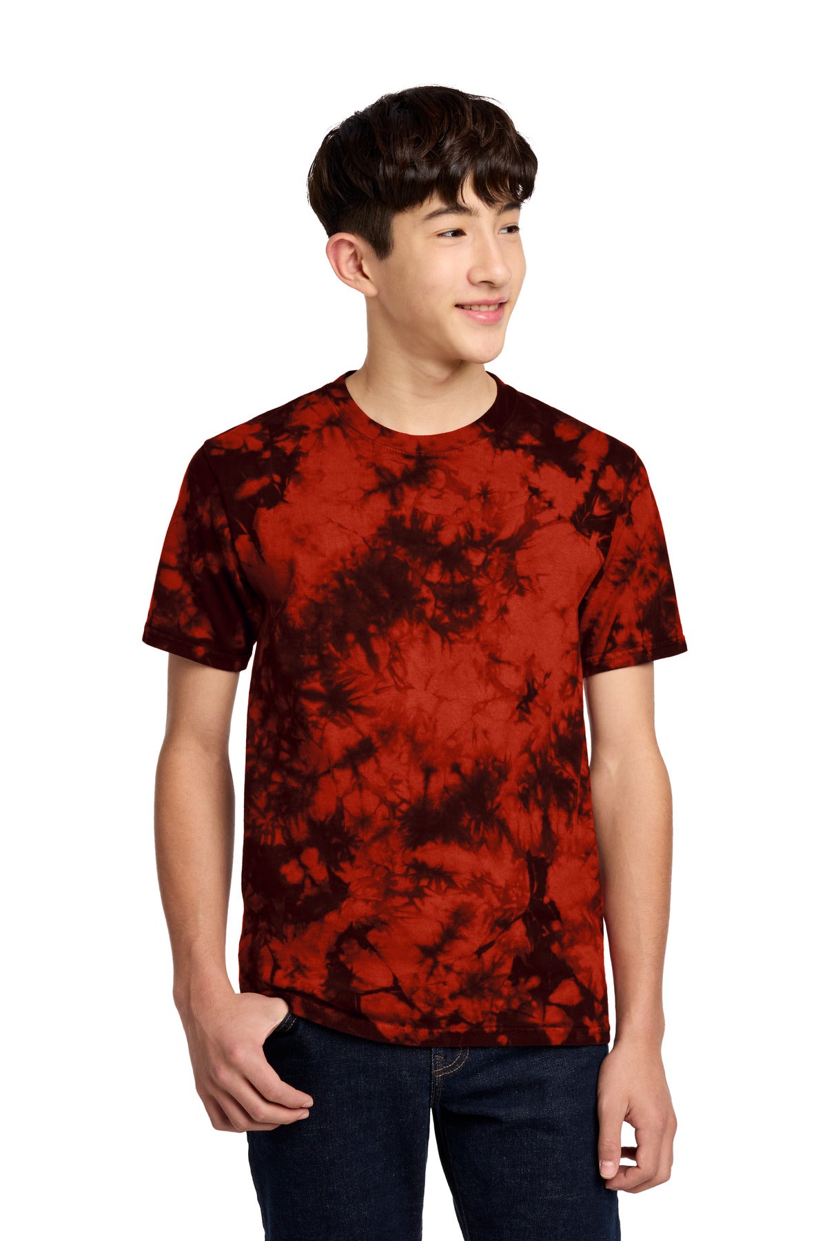 Port & Co Youth Crystal Tie-Dye Tee PC145Y in Black/ Red