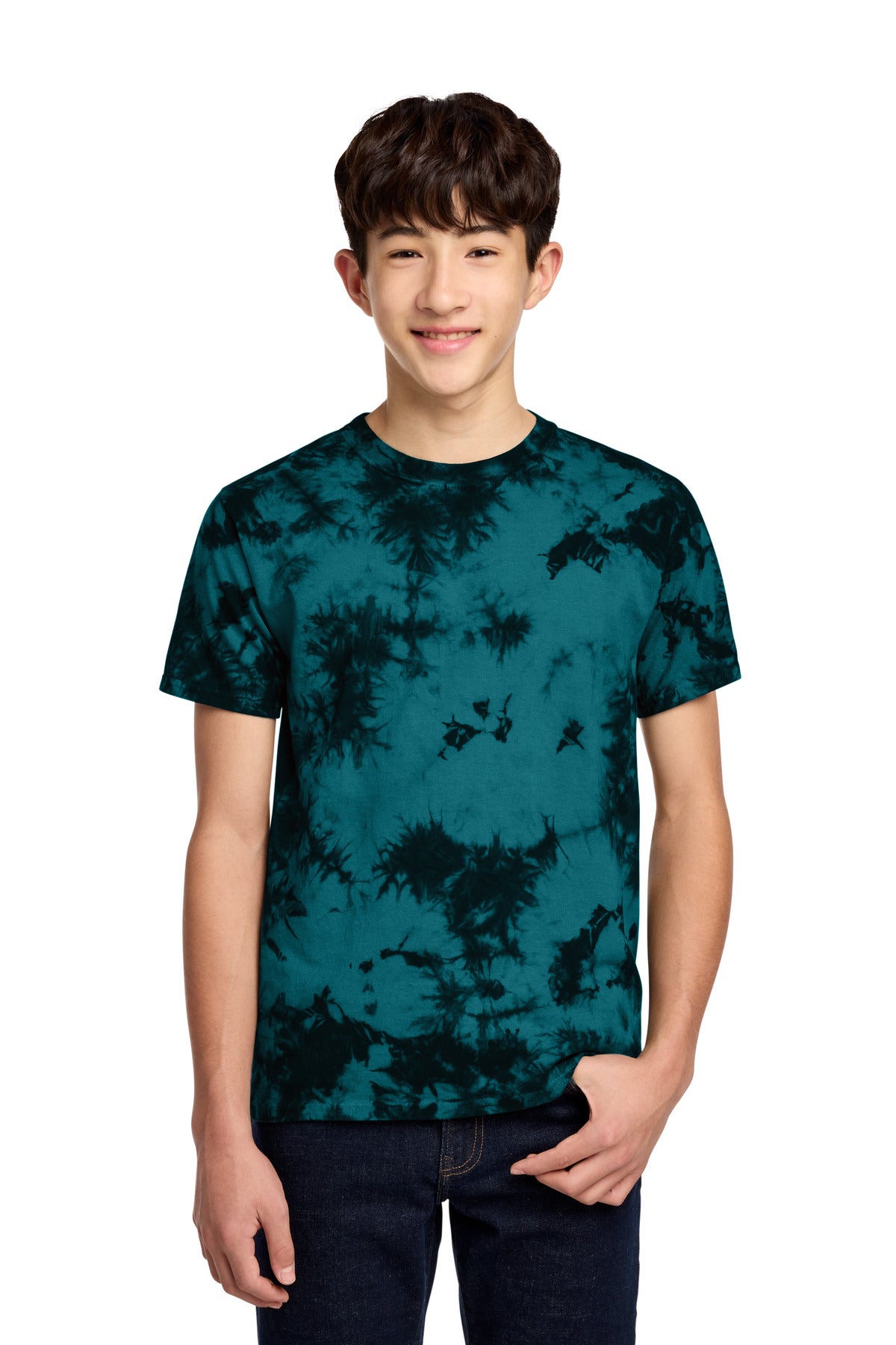 Port & Co Youth Crystal Tie-Dye Tee PC145Y in Black/ Teal