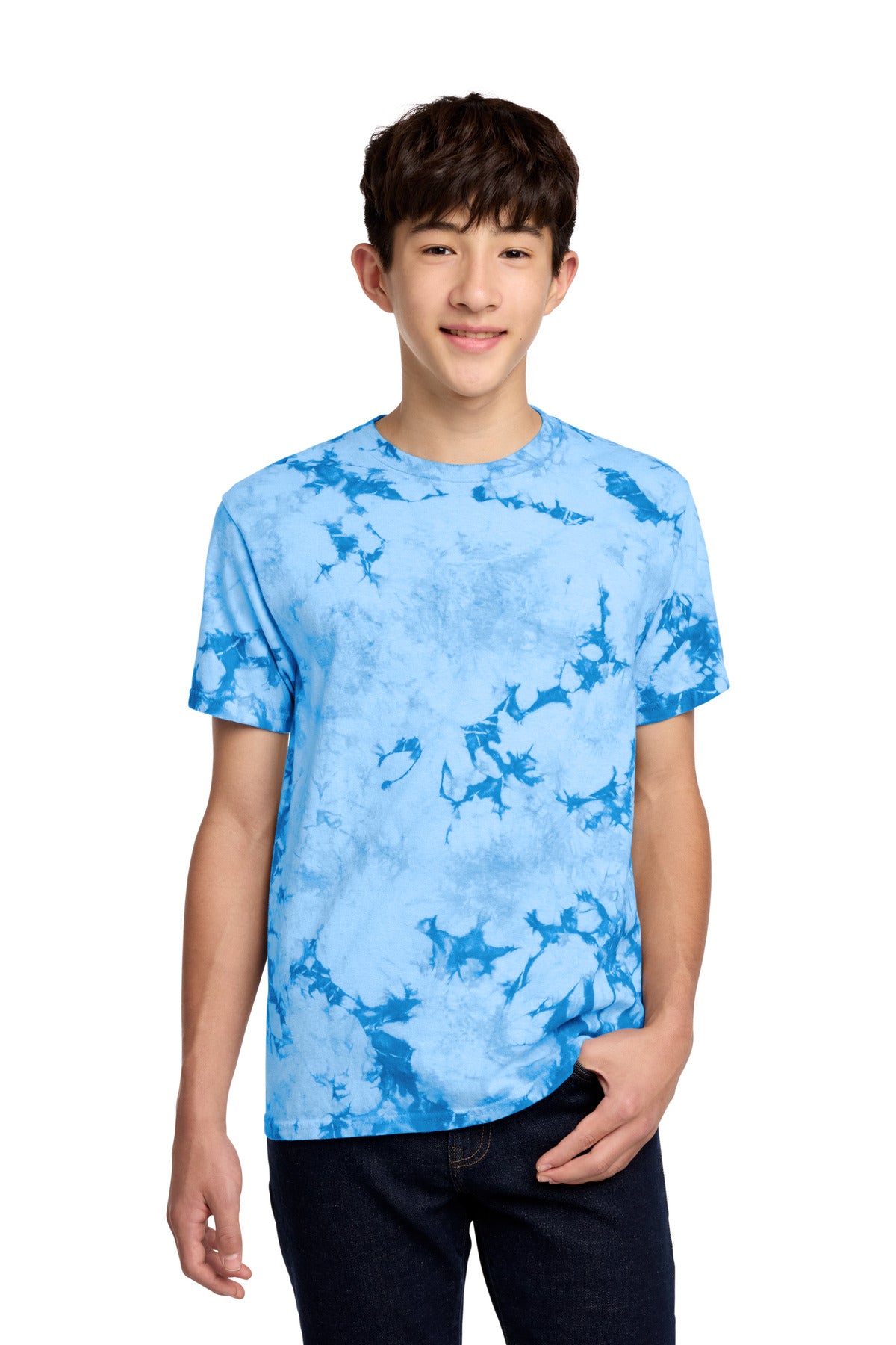 Port & Co Youth Crystal Tie-Dye Tee PC145Y in Sky Blue