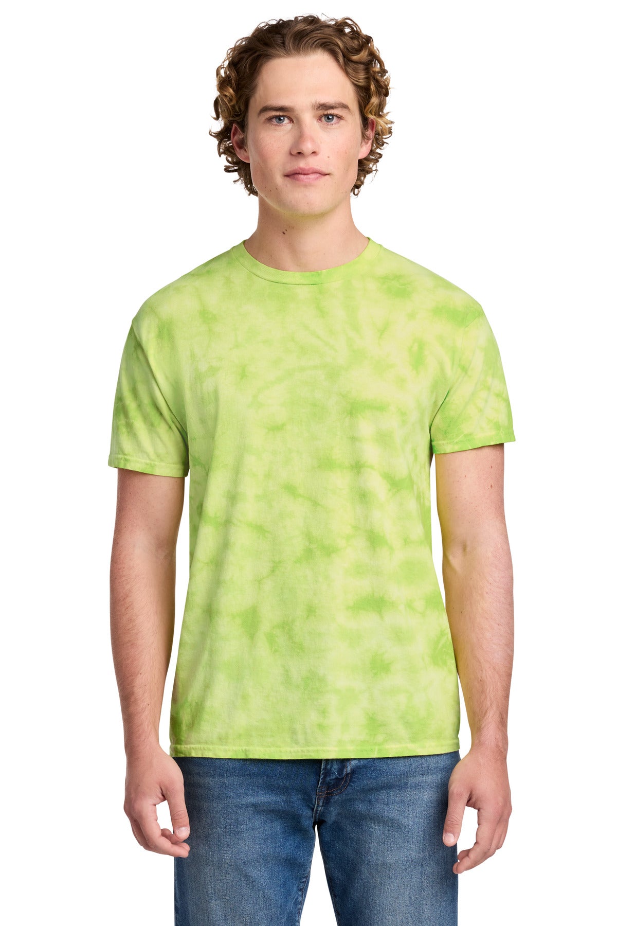 Port & Co Crystal Tie-Dye Tee PC145 in Lemon Lime