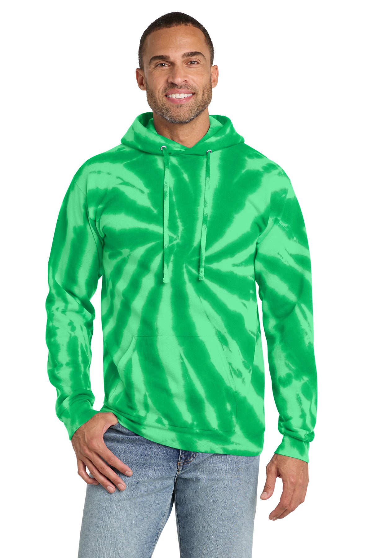 Port & Co Tie-Dye Pullover Hooded Sweatshirt. PC146 in Kelly