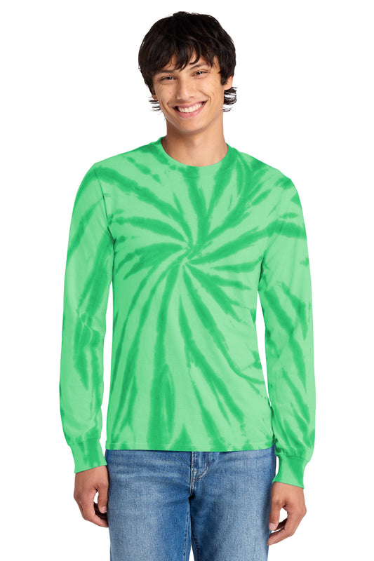 Port & Co Tie-Dye Long Sleeve Tee.  PC147LS in Kelly