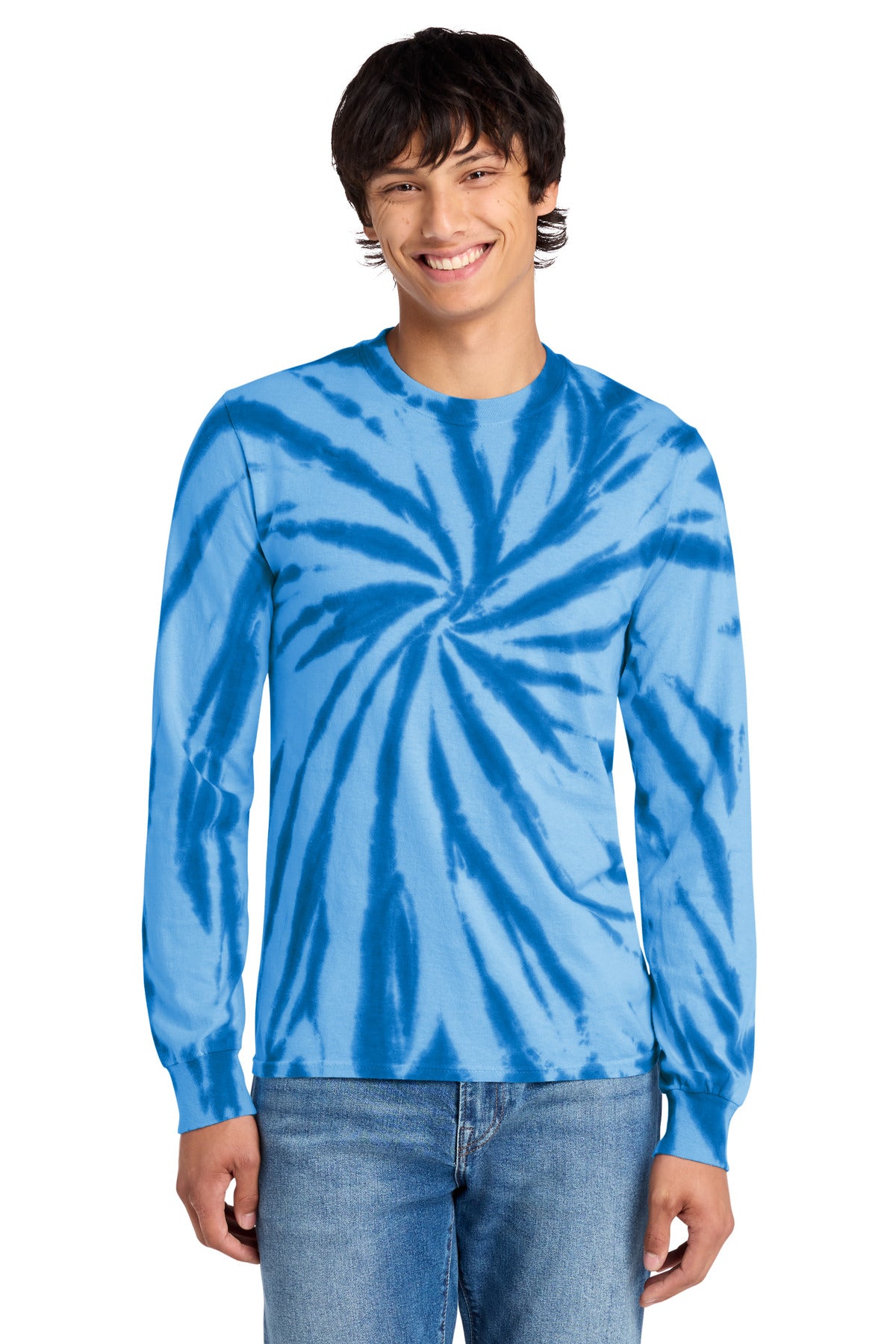 Port & Co Tie-Dye Long Sleeve Tee.  PC147LS in Royal