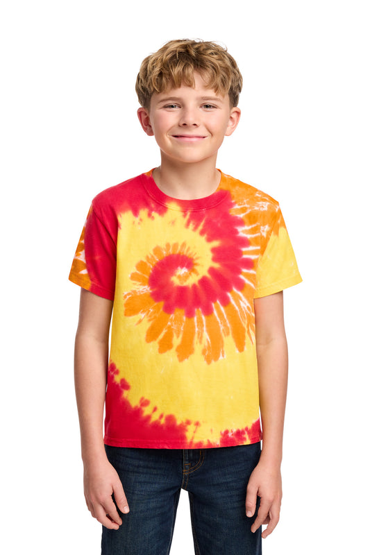 Port & Co Youth Tie-Dye Tee. PC147Y in Blaze Rainbow