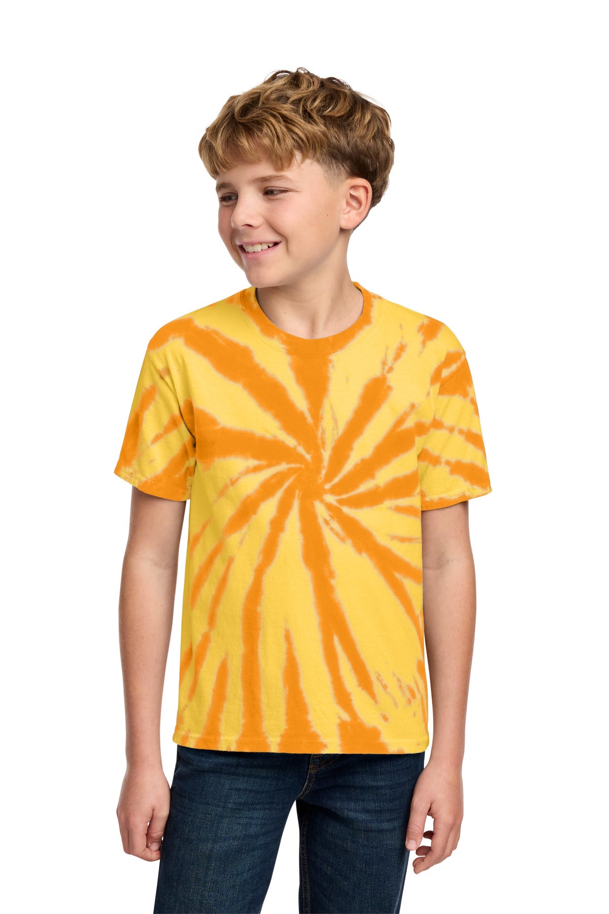 Port & Co Youth Tie-Dye Tee. PC147Y in Gold