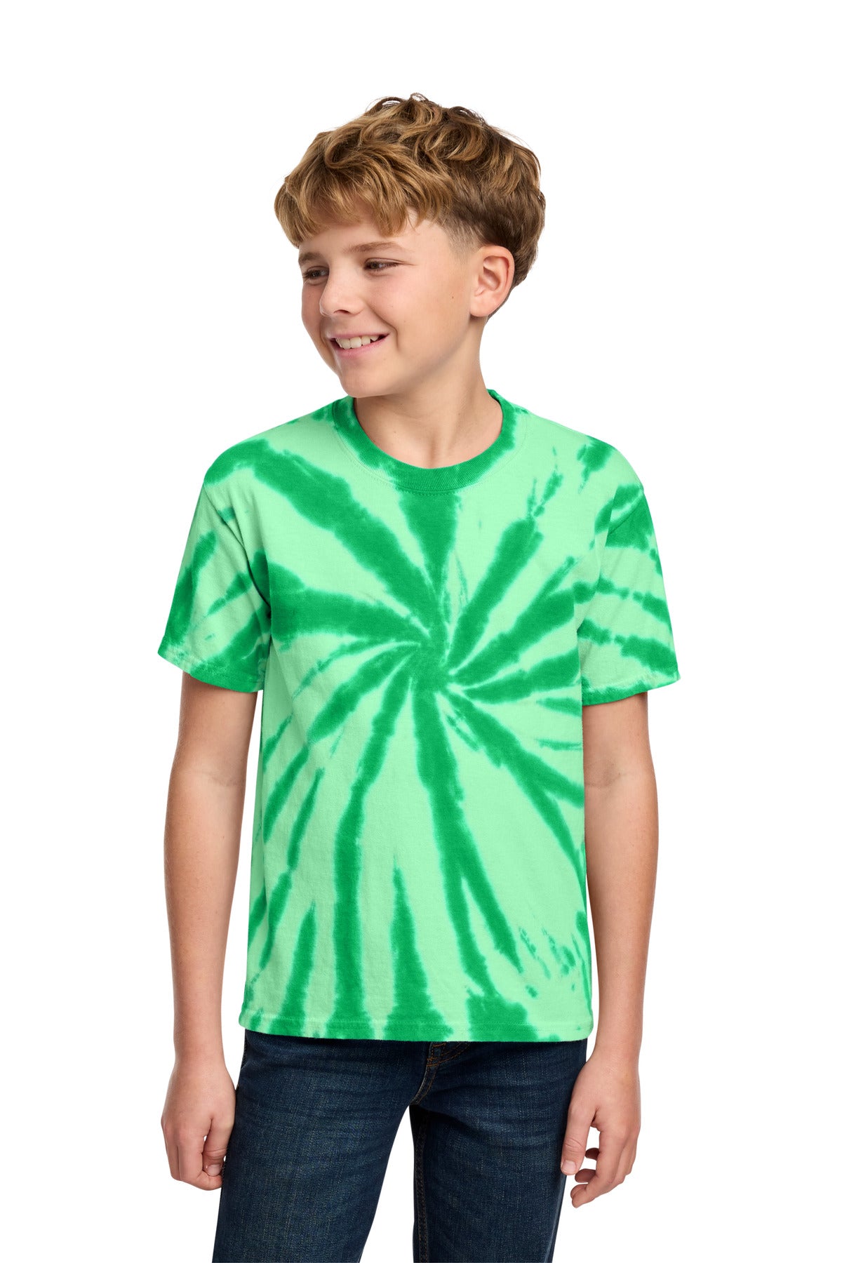 Port & Co Youth Tie-Dye Tee. PC147Y in Kelly