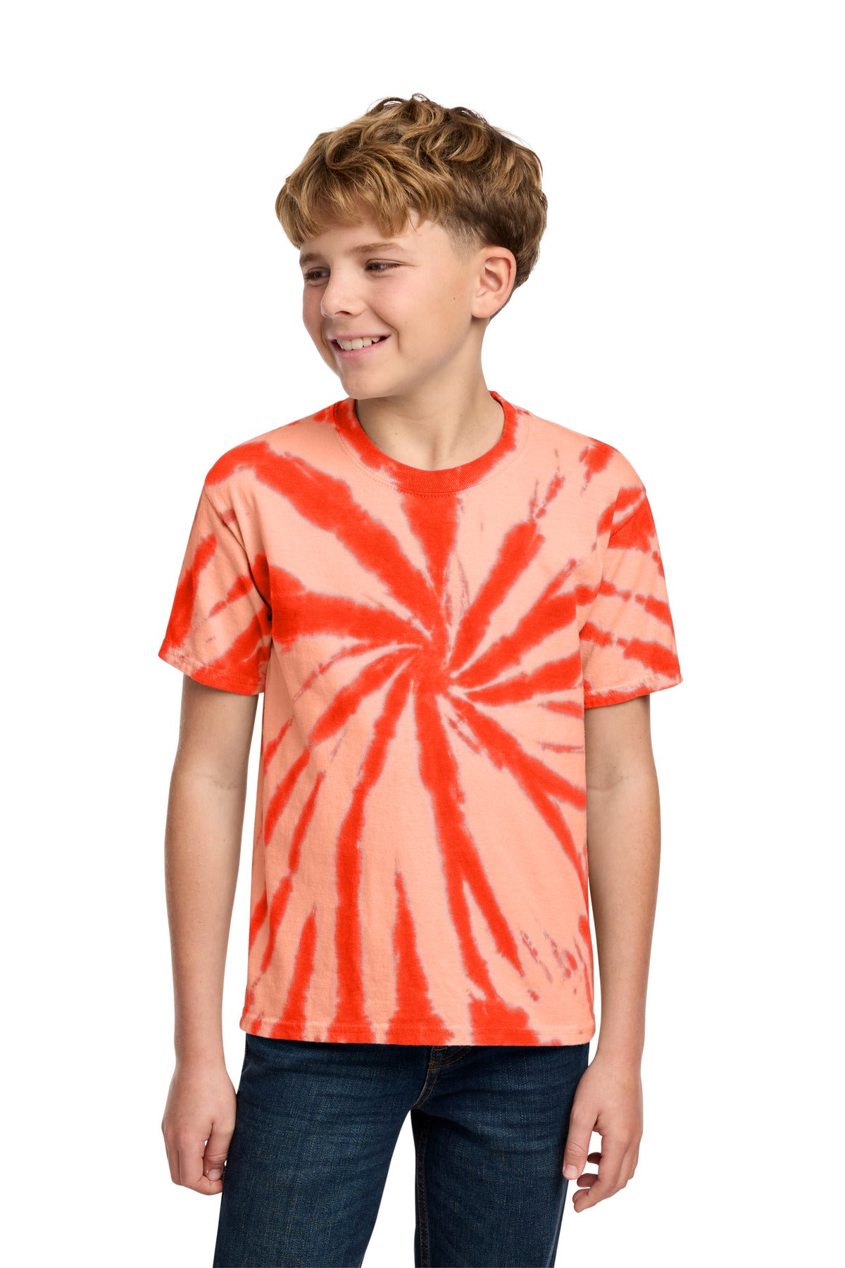Port & Co Youth Tie-Dye Tee. PC147Y in Orange