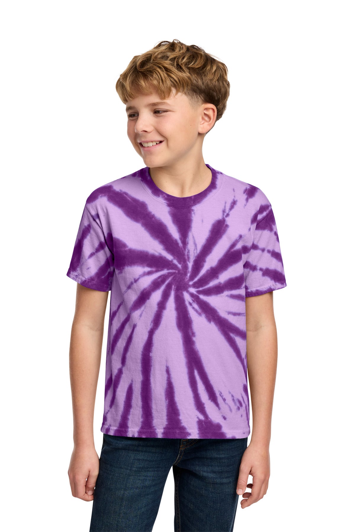 Port & Co Youth Tie-Dye Tee. PC147Y in Purple