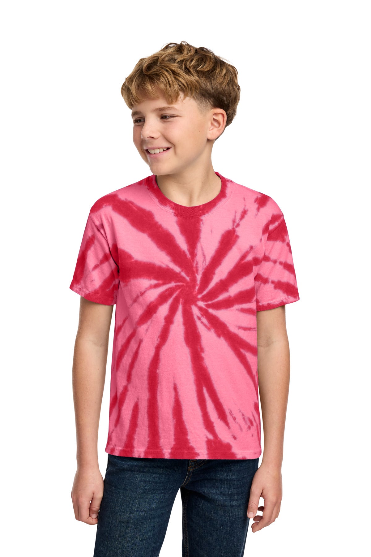 Port & Co Youth Tie-Dye Tee. PC147Y in Red