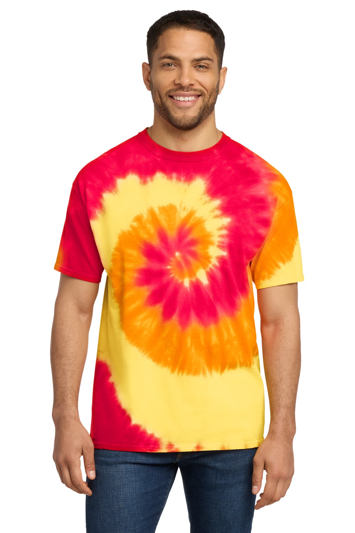 Port & Co Tie-Dye Tee. PC147 in Blaze Rainbow