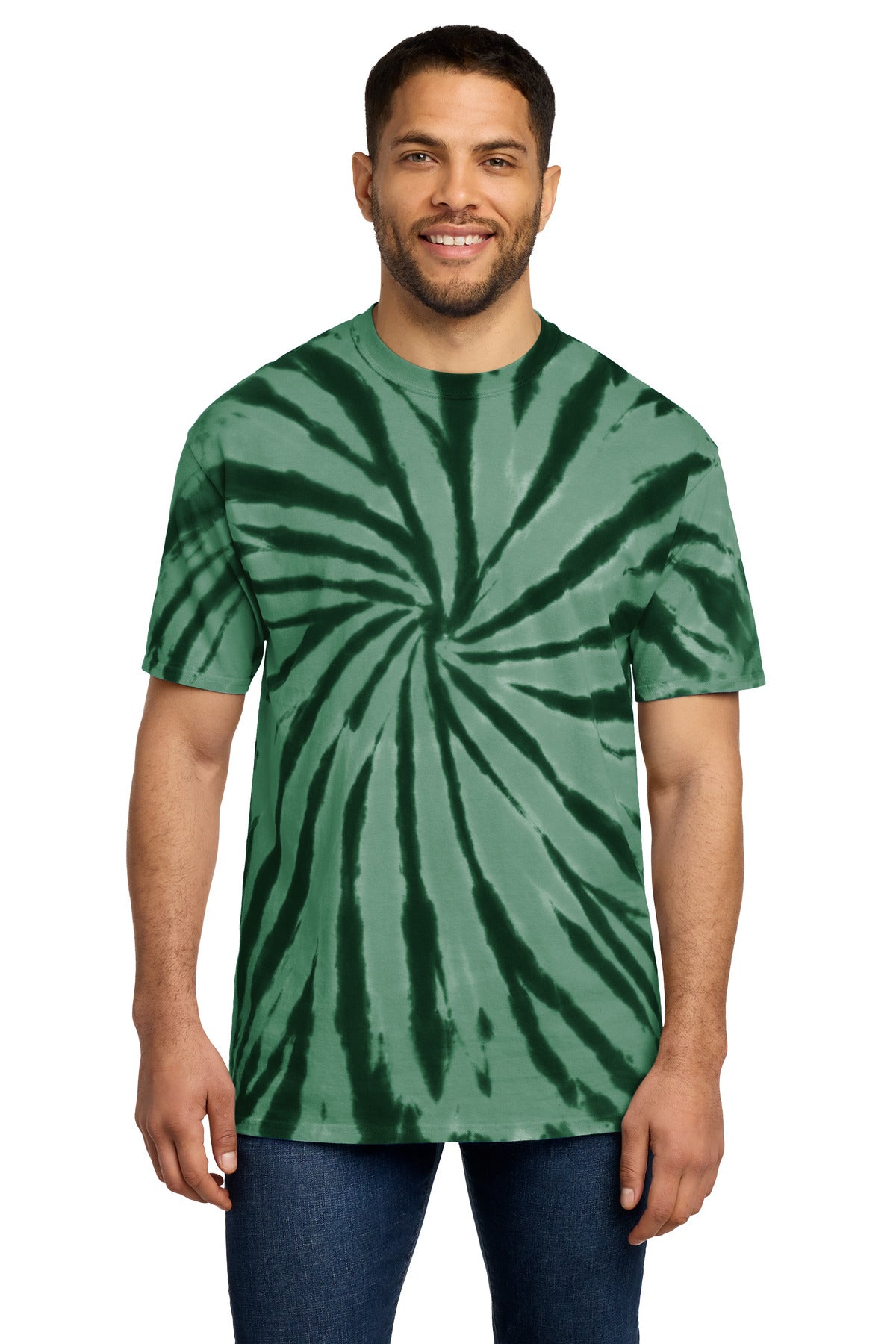 Port & Co Tie-Dye Tee. PC147 in Forest Green