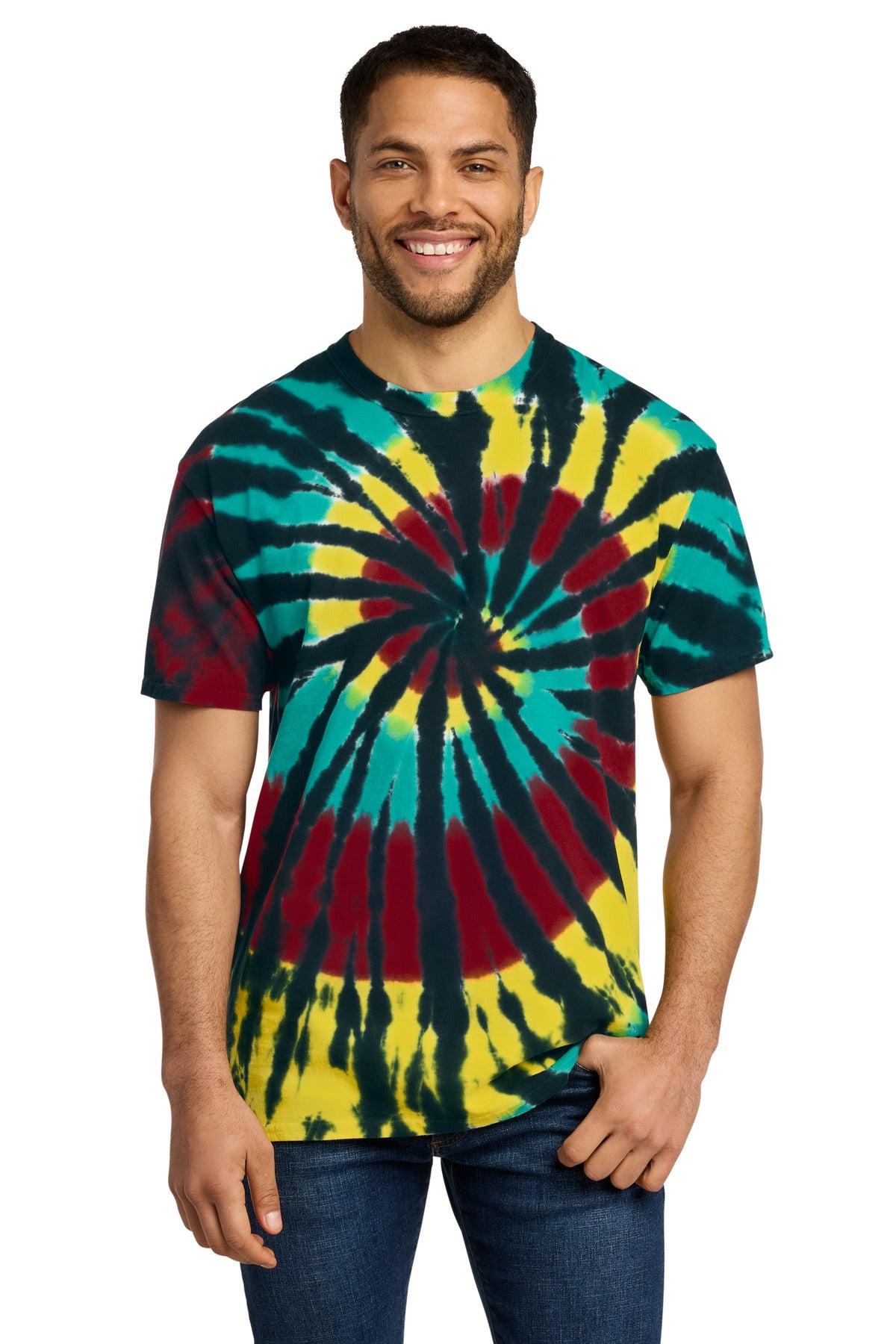 Port & Co Tie-Dye Tee. PC147 in Island Spiral