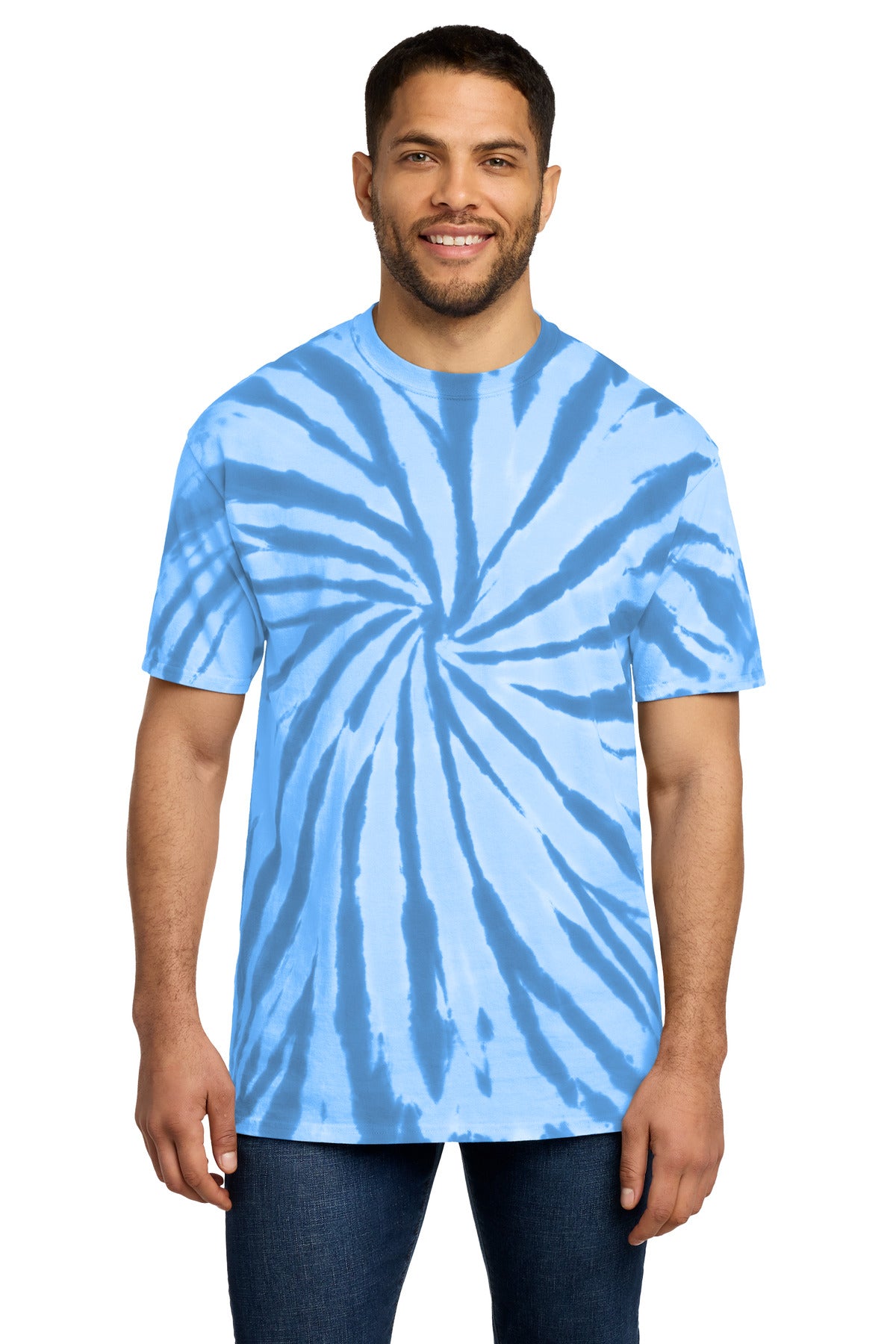 Port & Co Tie-Dye Tee. PC147 in Light Blue