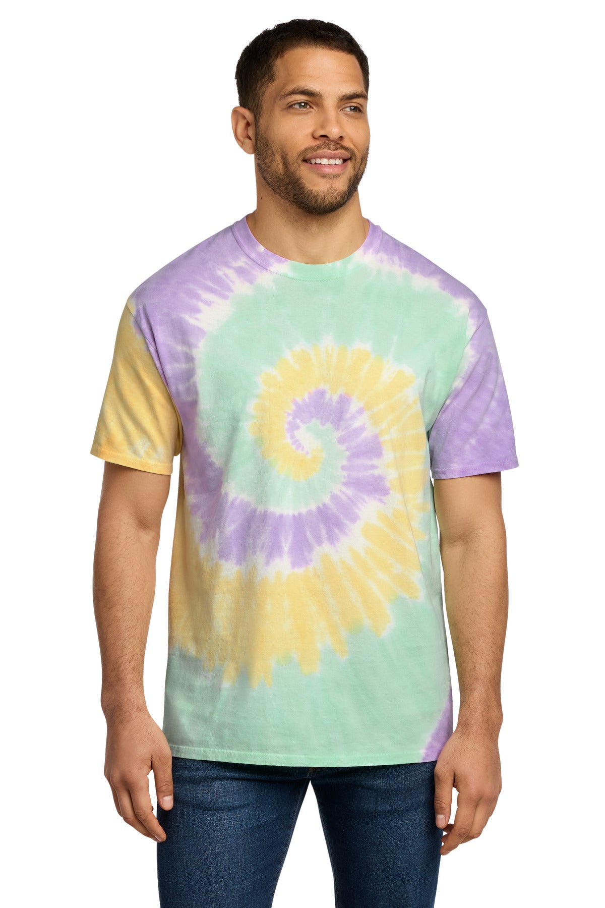 Port & Co Tie-Dye Tee. PC147 in Mint Rainbow