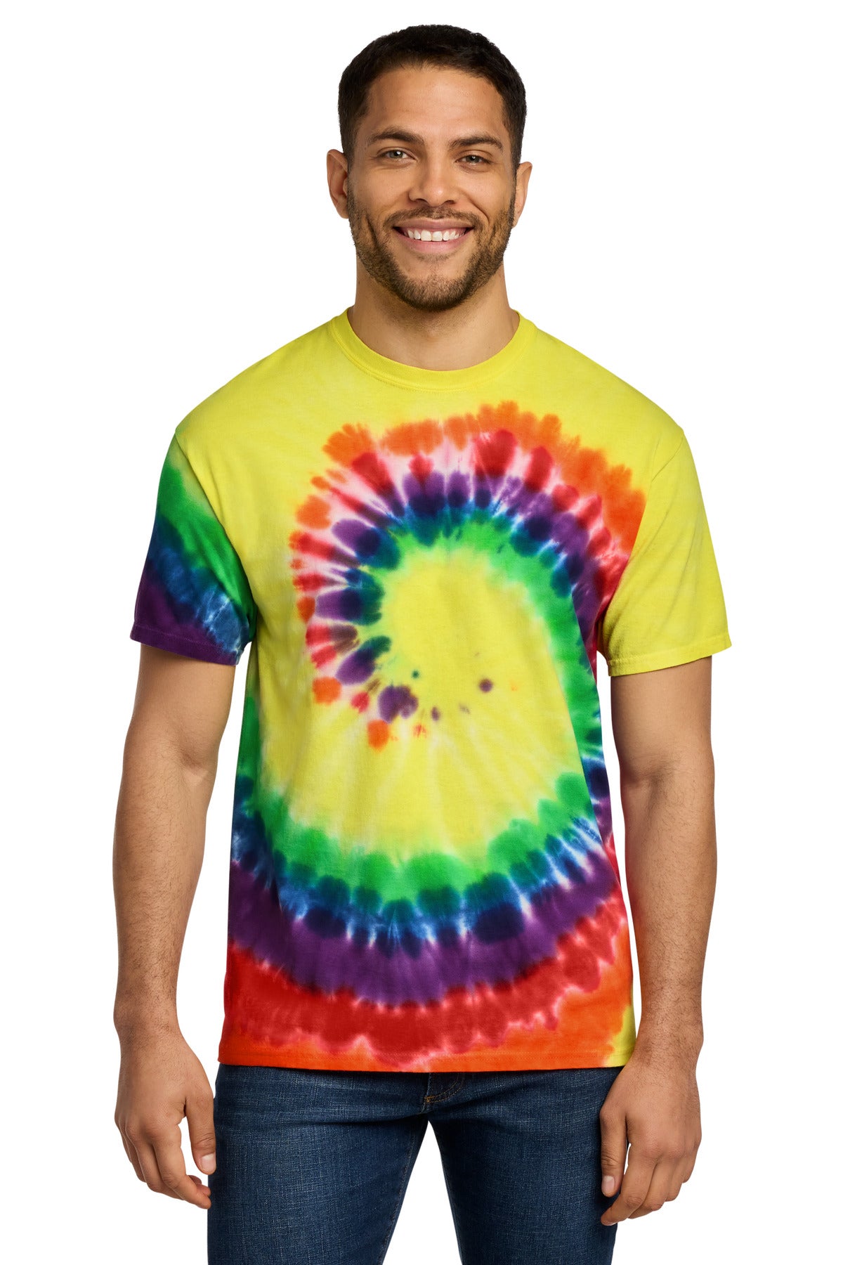 Port & Co Tie-Dye Tee. PC147 in Rainbow