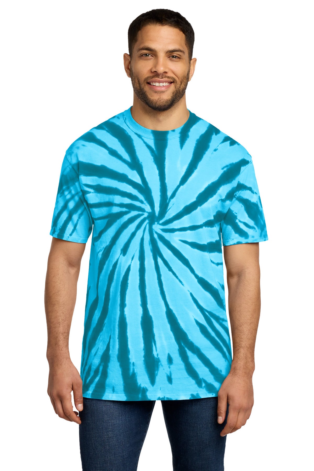 Port & Co Tie-Dye Tee. PC147 in Turquoise